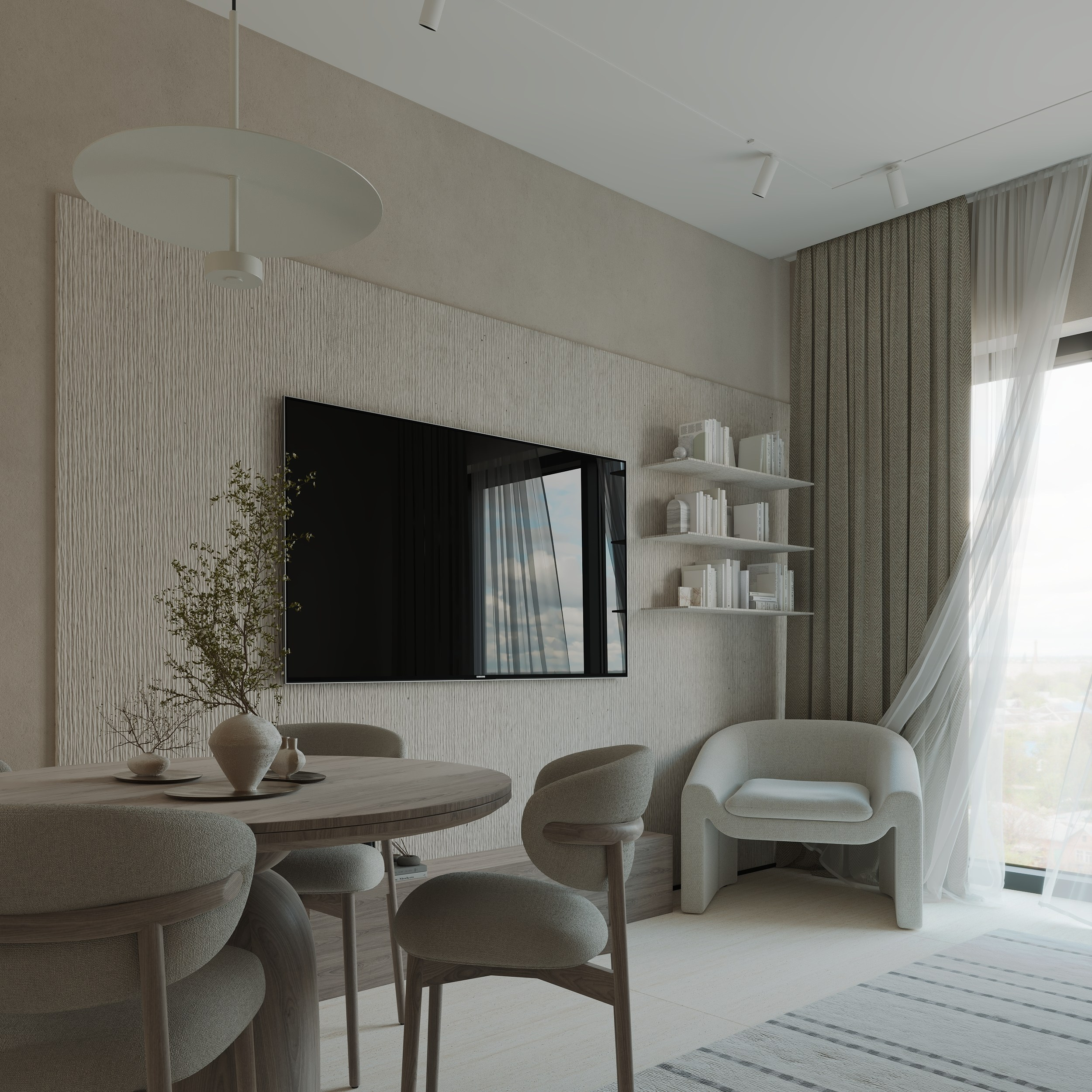 Интерьер квартиры в тёплых тонах — 3D визуализация от Baxx Pro для дизайнера Дианы Кова. 3Д Визуализация Интерьера и Архитектуры