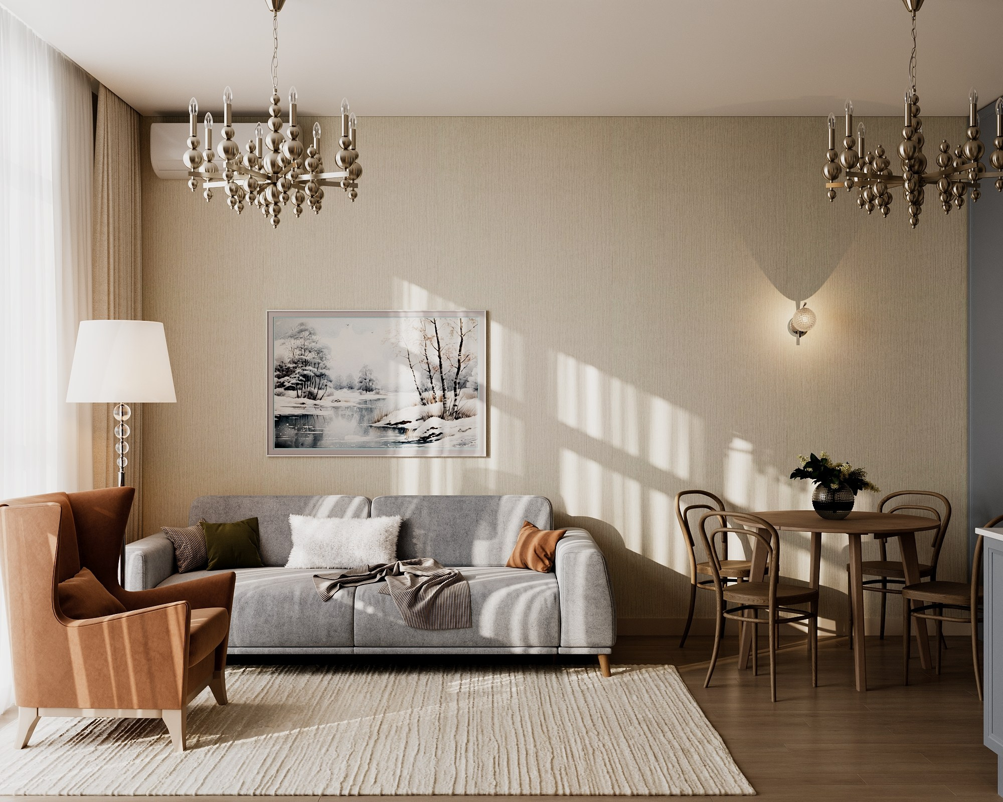 Кухня —гостиная Финал. Визуализатор Векшина Елена