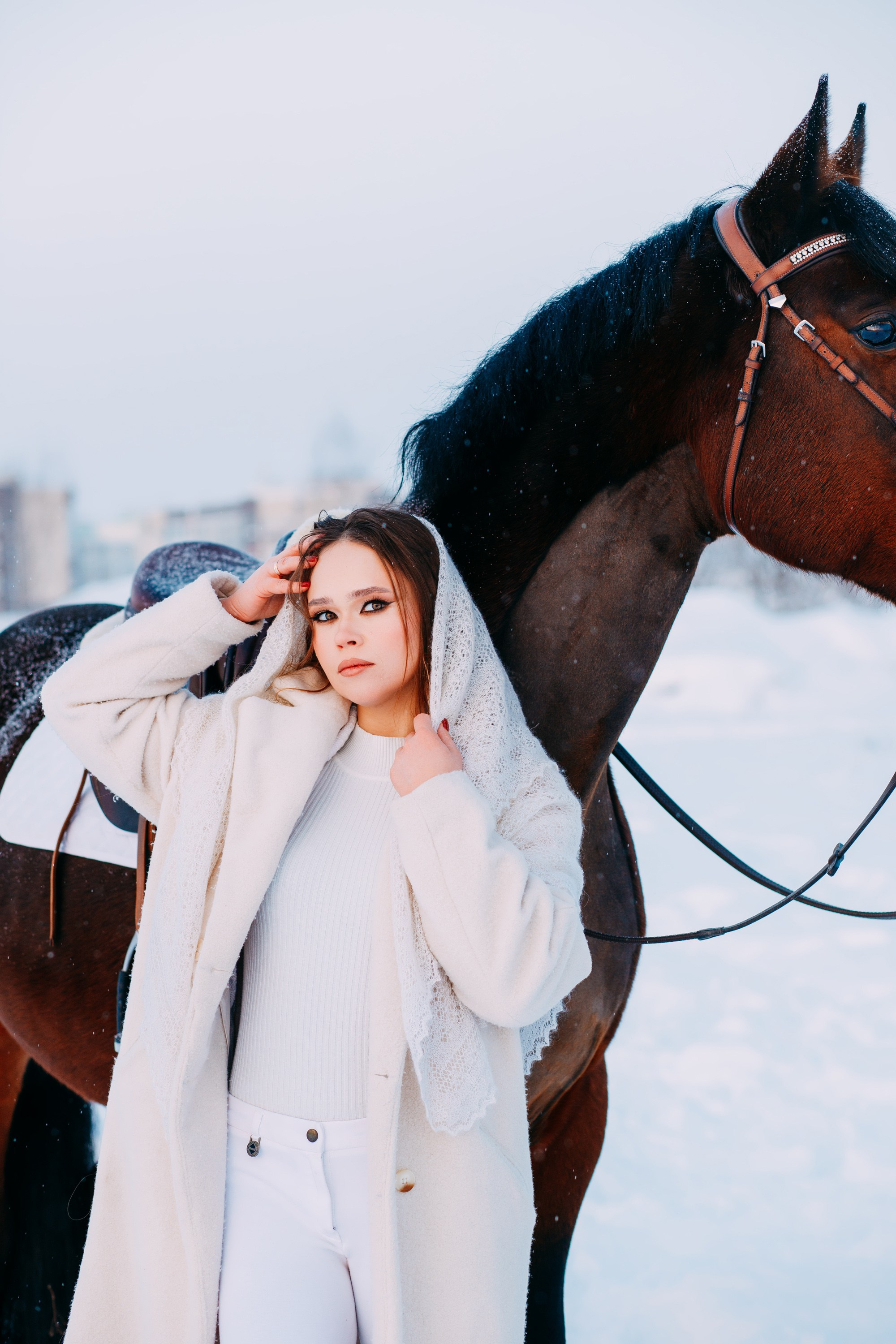 Зимняя фотосессия с лошадкой. Фотограф в Санкт-Петербурге Alina Film