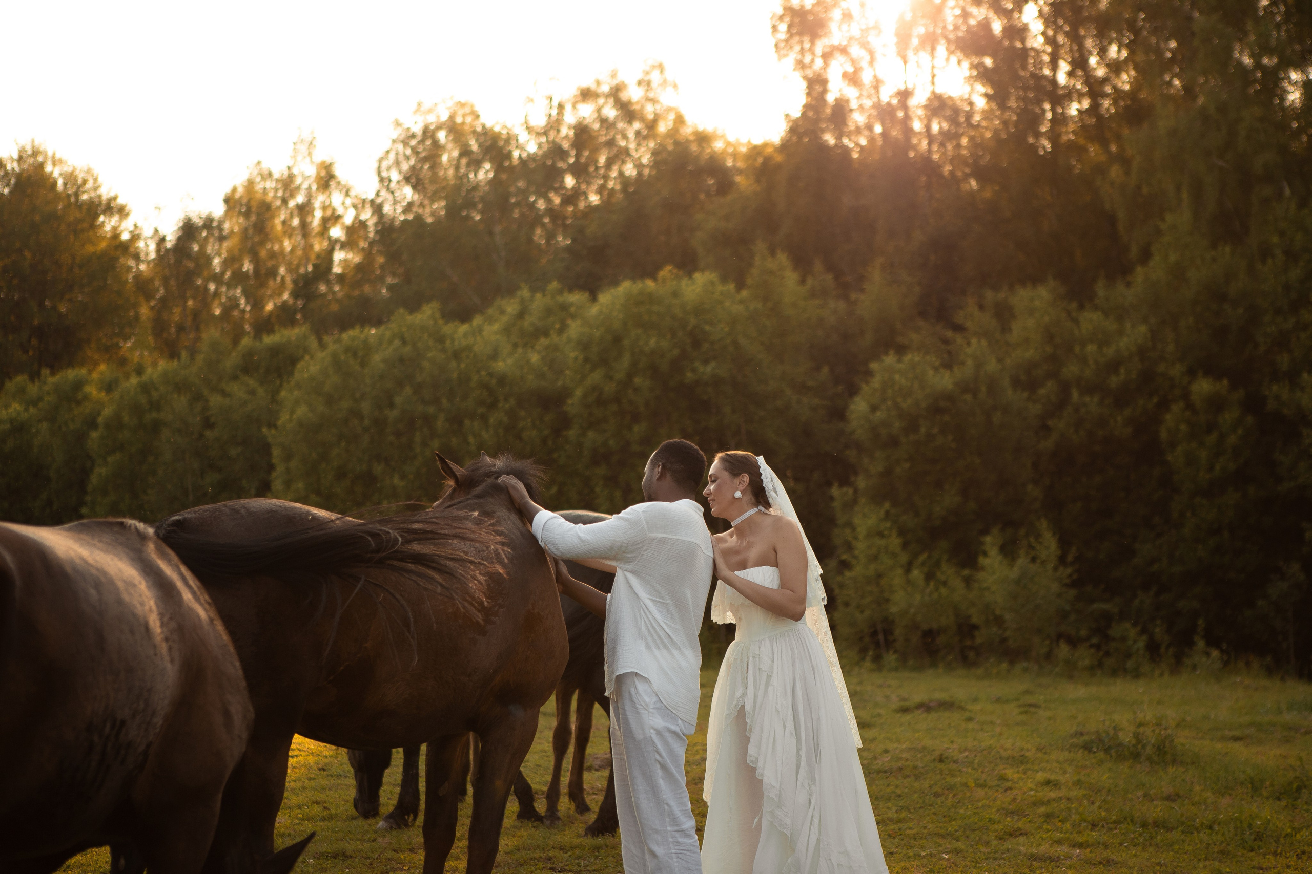 Свадебная фотосессия в Москве и Подмосковье. Свадебная фотосессия с лошадьми. Необычная фотосессия. Идеи для фотосъемки. Фотосессия на улице. Лучший фотограф Москвы.