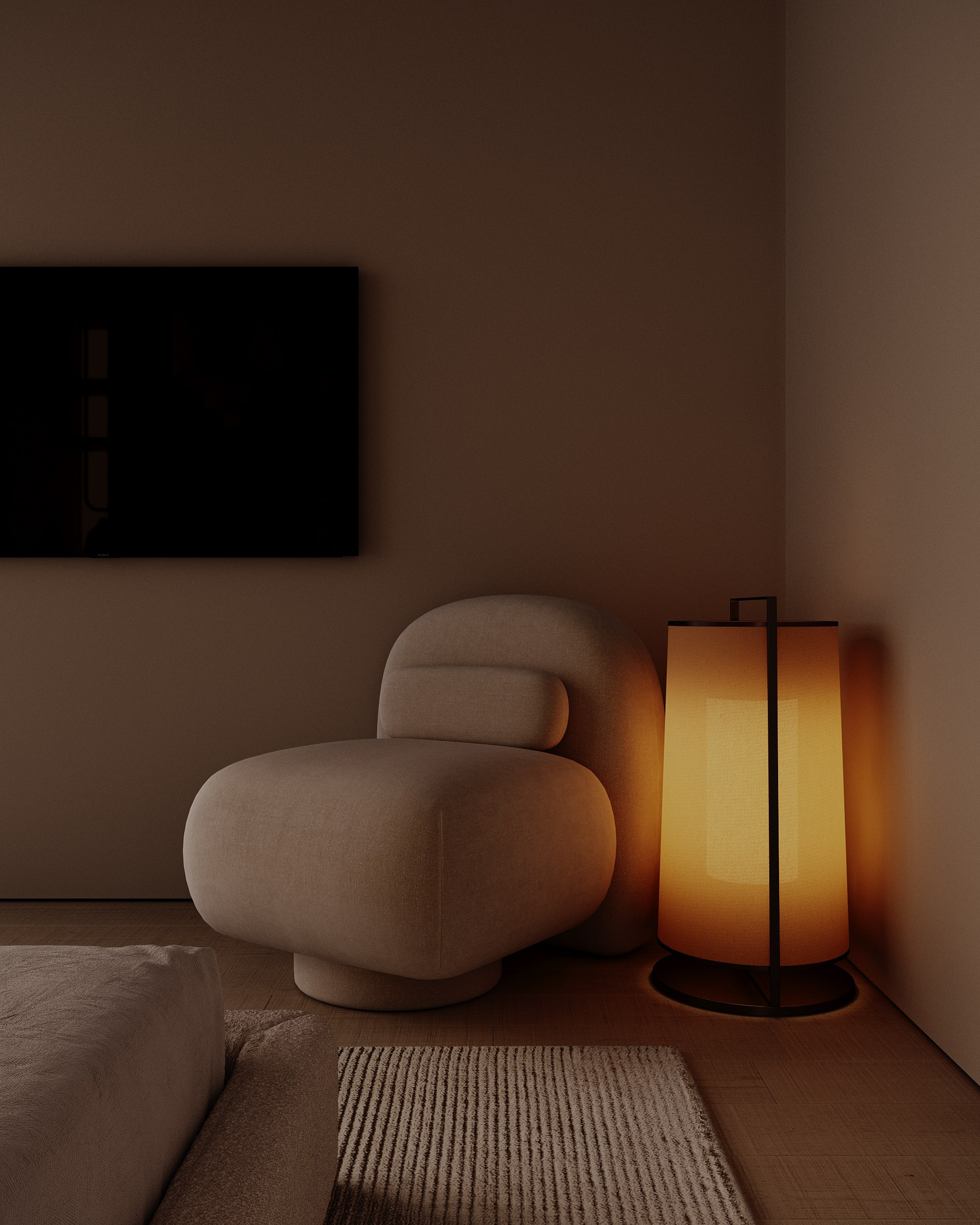 CALM BEDROOM. Interior 3D visualizer Liya Iskevich
