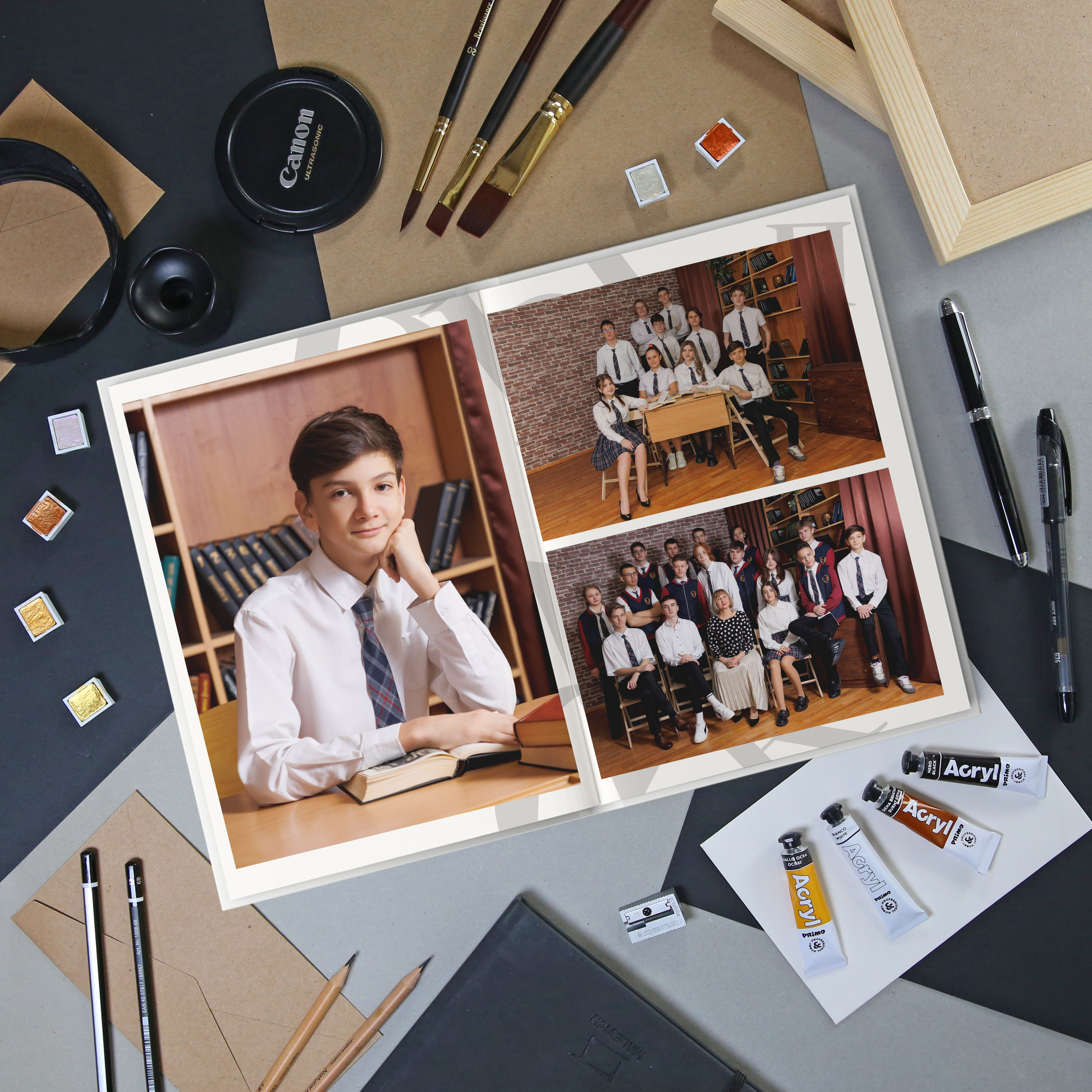 Варианты фотокниг для начальной и старшей школы. Детский школьный и семейный фотограф в Краснодаре