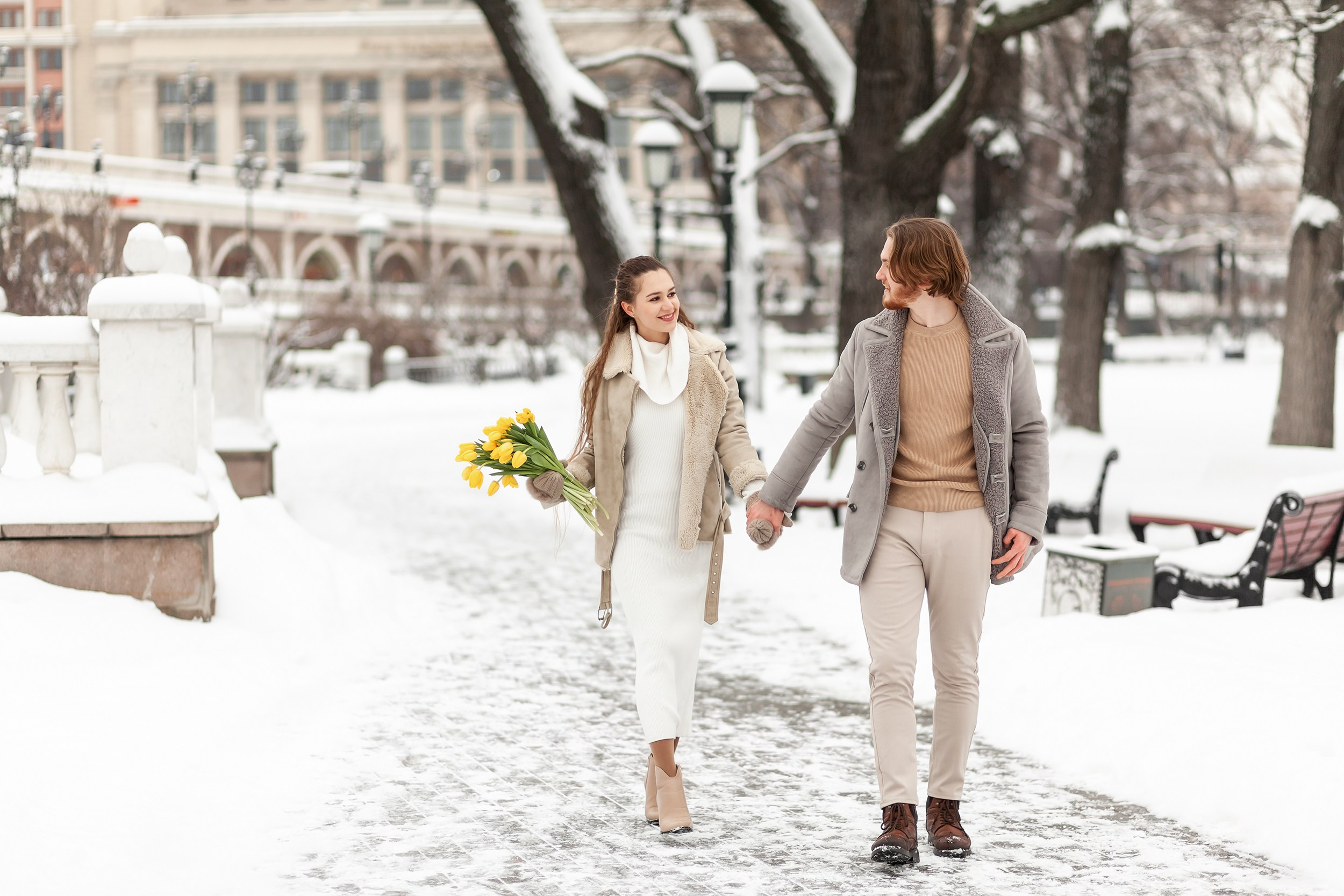 Фотосессия для влюбленных зимой