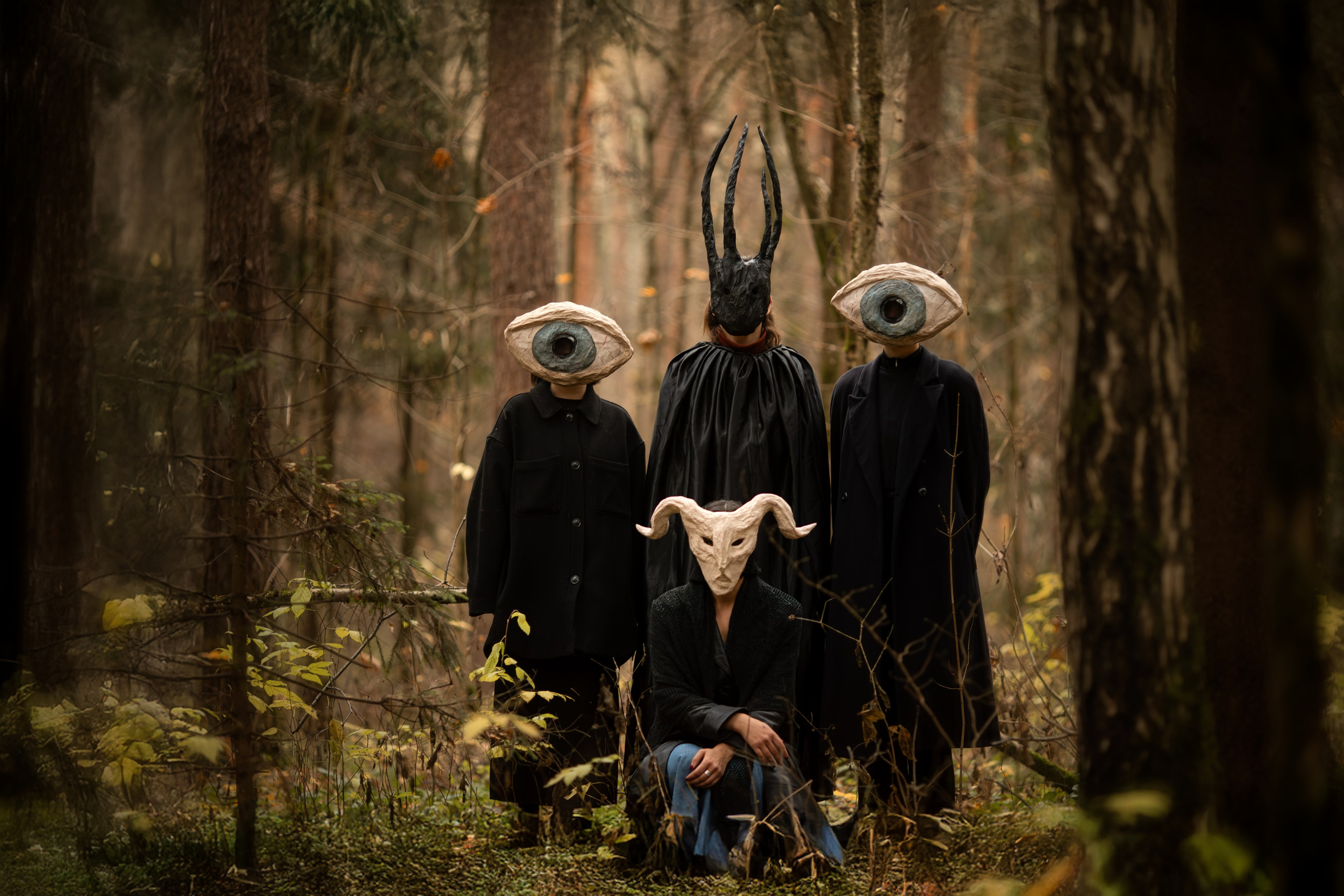 Фотопроект «Духи леса» — маски из папье-маше, свет и тишина природы. Фотограф Анна Грошикова — авторская съёмка на рассвете и закате в Москве, Мытищах, Солнечногорске и Московской области