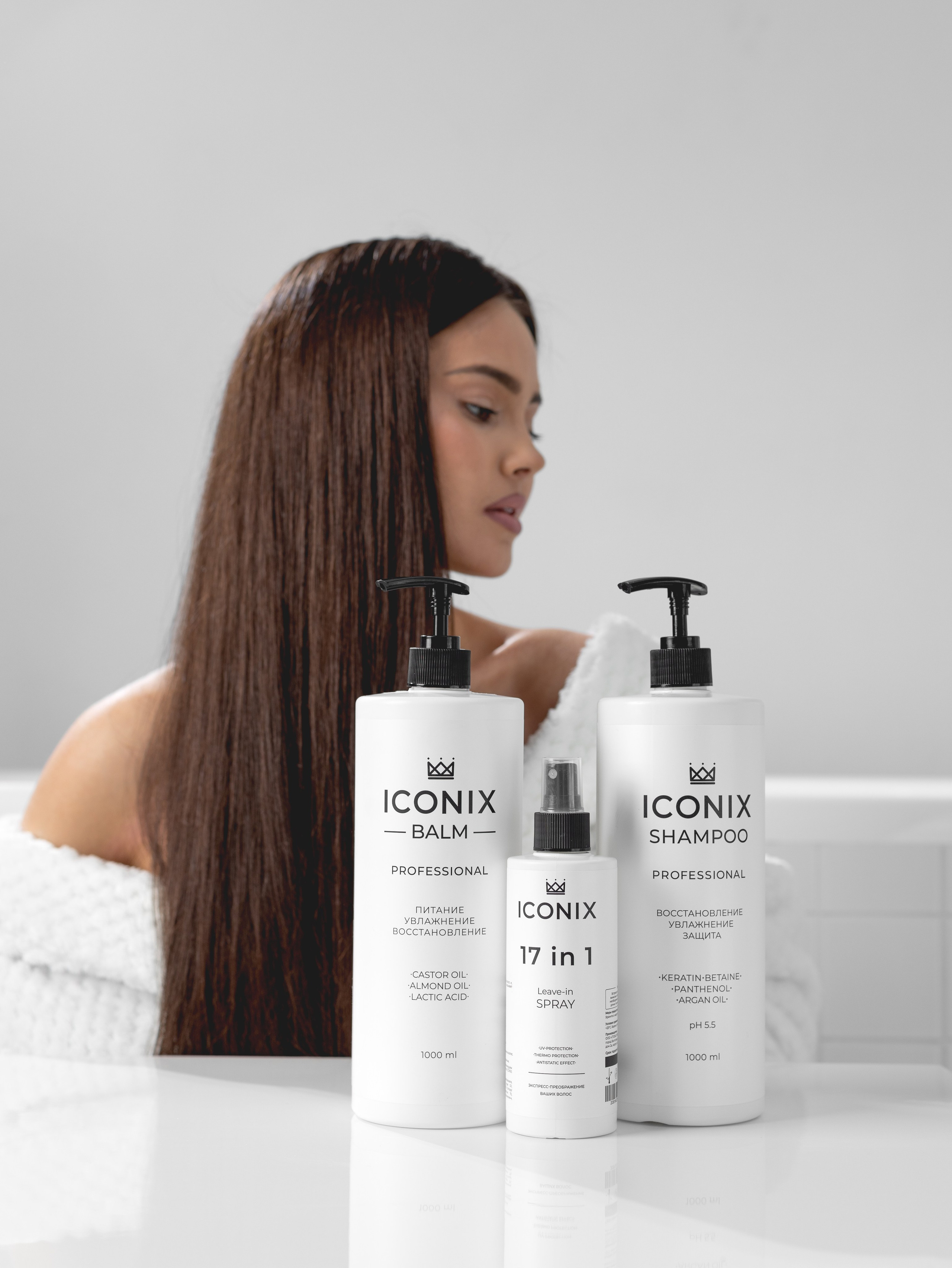 Фото шампуня iconix. Предметный фотограф Северова Екатерина | Профессиональная предметная съёмка фото и видео в Санкт-Петербурге