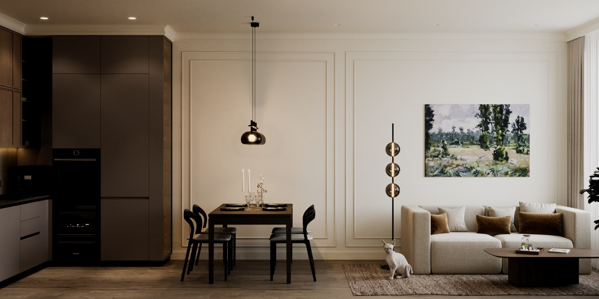 ЖК Событие кухня — гостиная. Визуализатор Векшина Елена