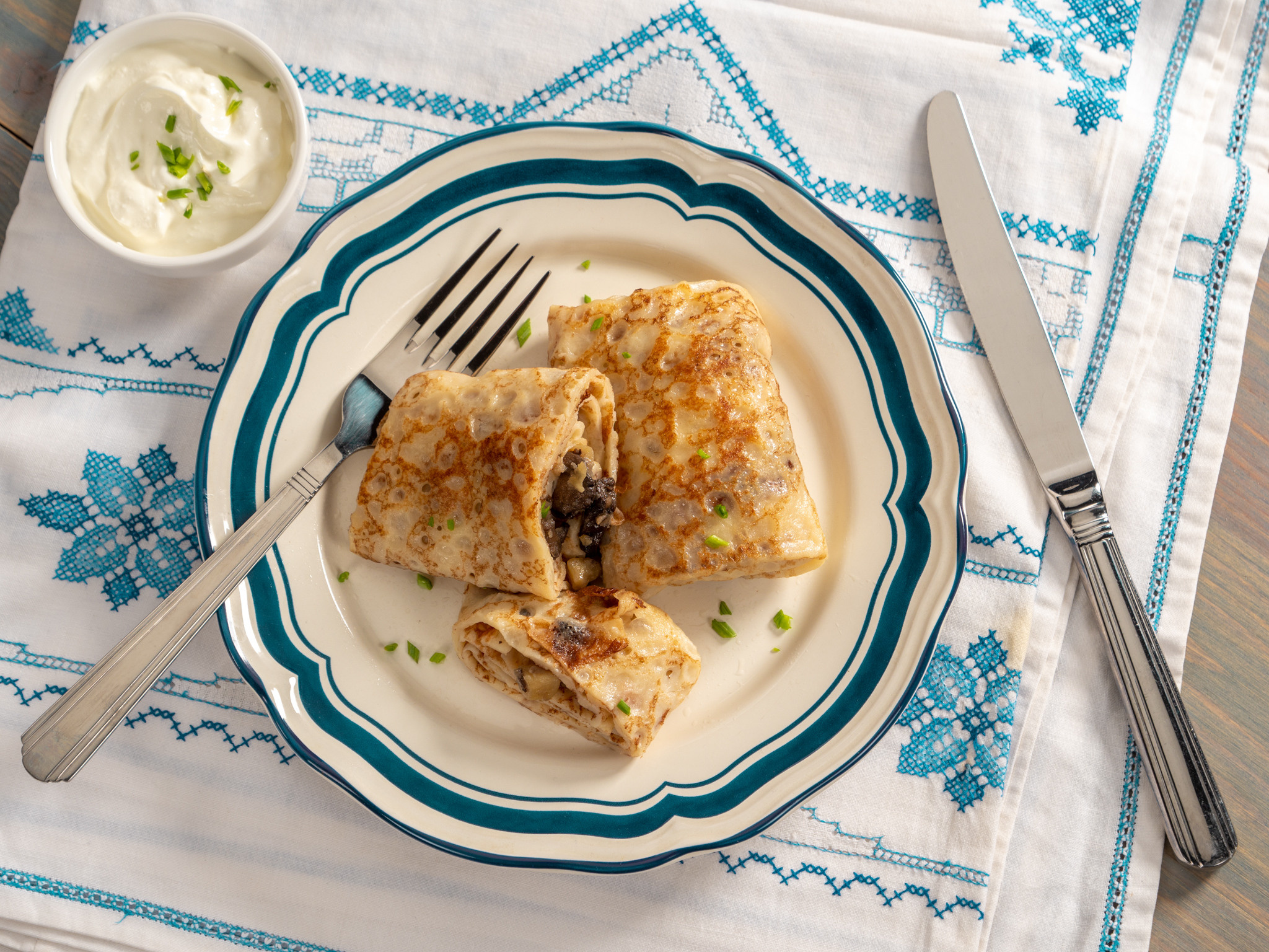 Блины с грибами