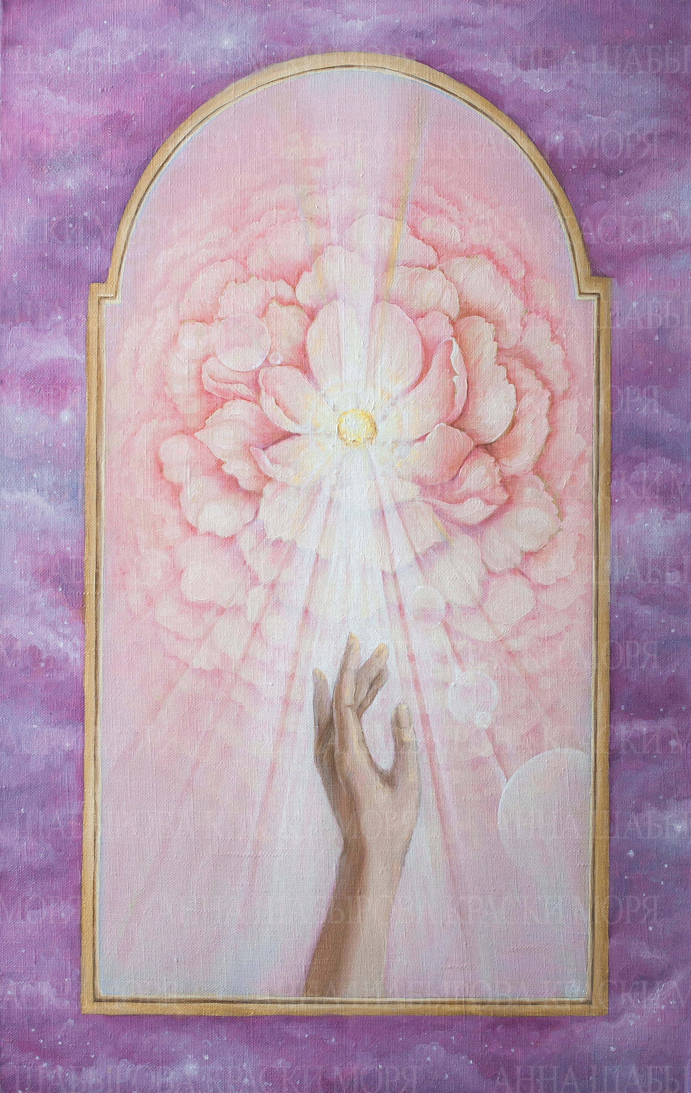 ПРИТЯЖЕНИЕ К СОВЕРШЕНСТВУ. Холст, масло. 60х40 см. 52 000 р. Я выбрала достаточно символичные цвета: одна картина голубая, а другая розовая - как проявление мужского и женского начала. А сам сюжет говорит с нашей душой на понятном ему языке- о красивых и возвышенных вещах, об умиротворении и божественной любви.