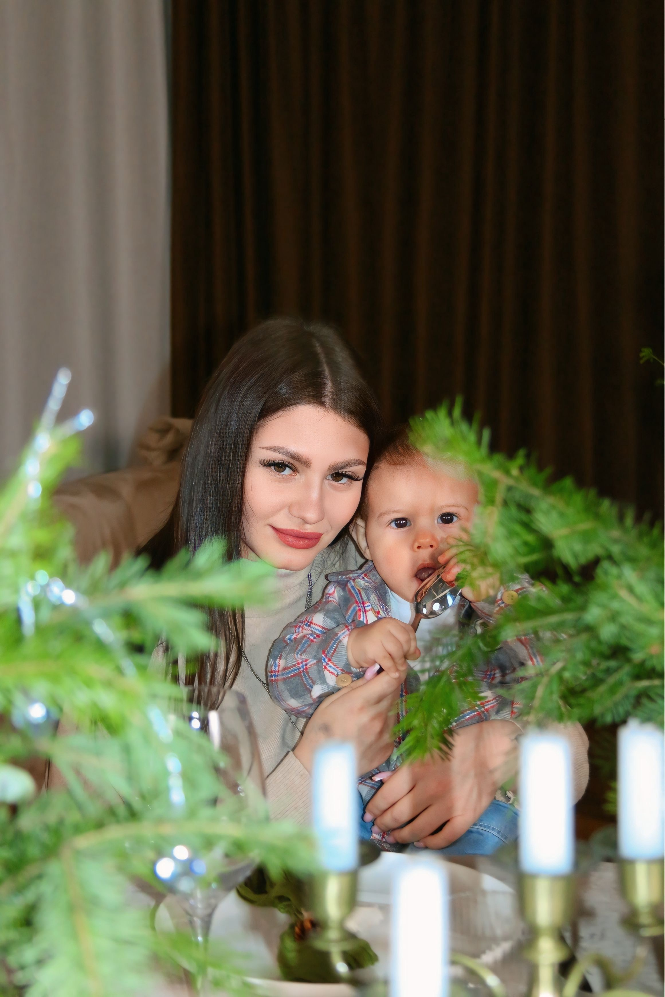 Новогодняя фотосессия мамы с сыном