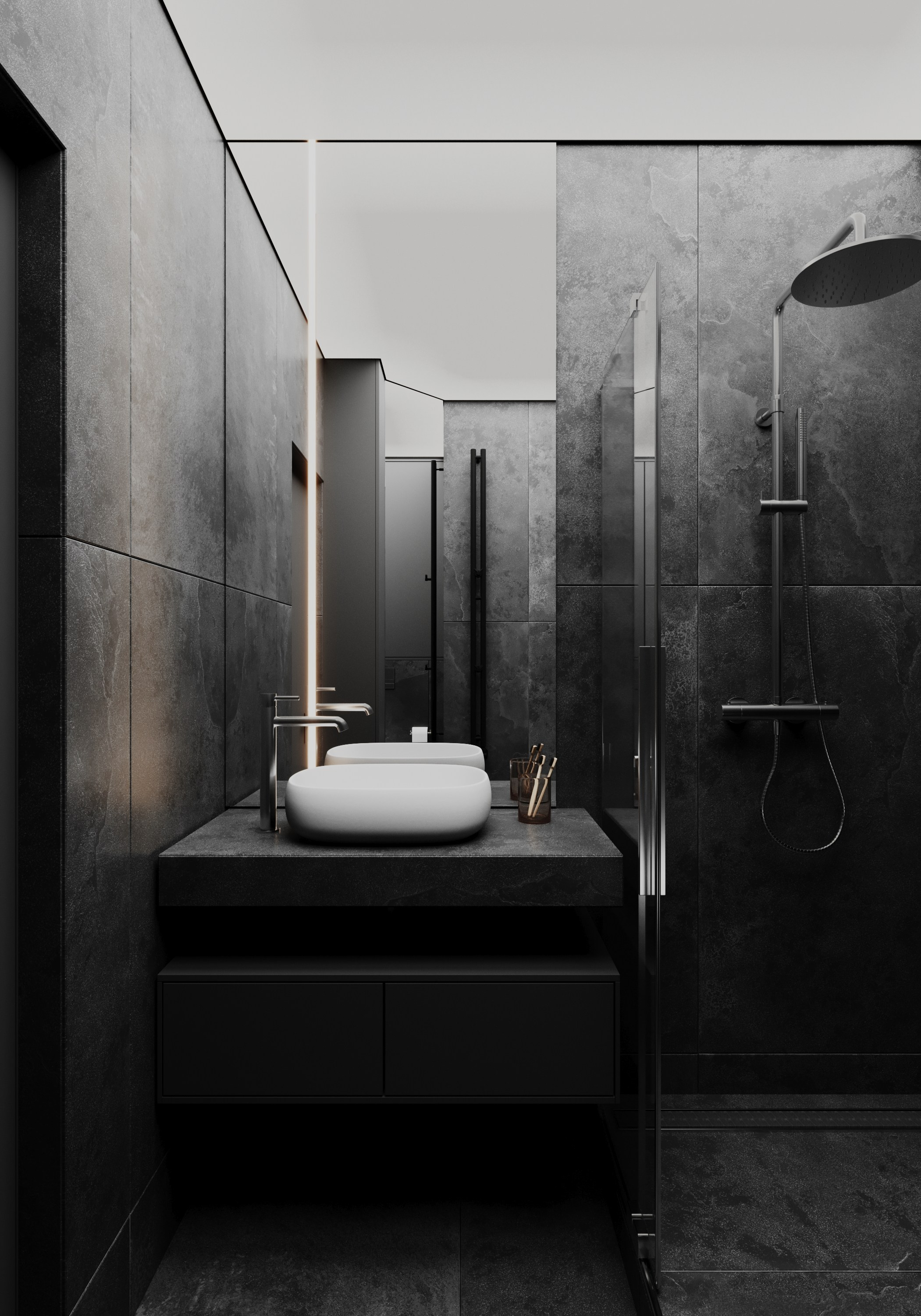 Санузел № 3. Визуализации интерьера