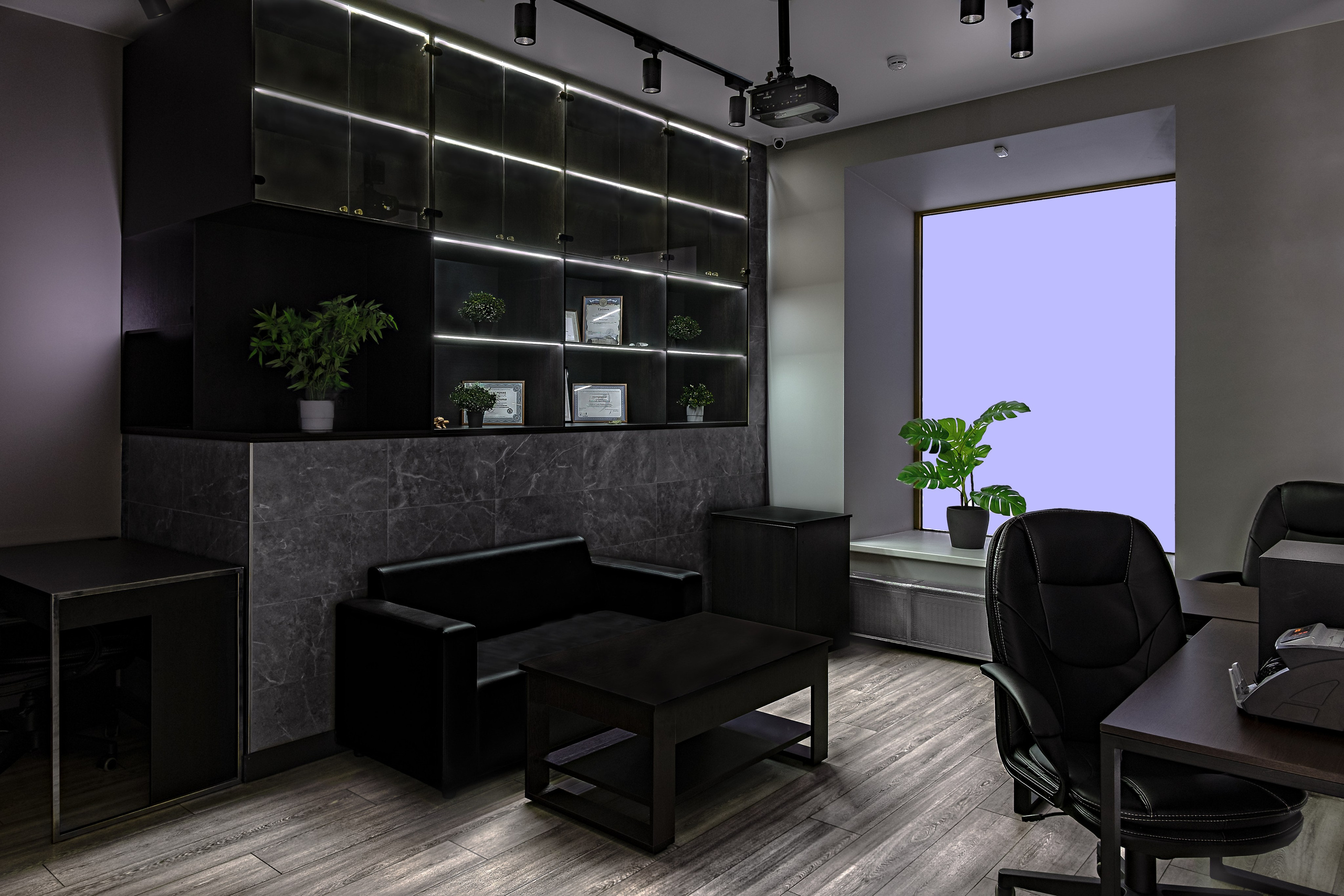 интерьер тёмный стиль, тёмный интерьер, современный офис