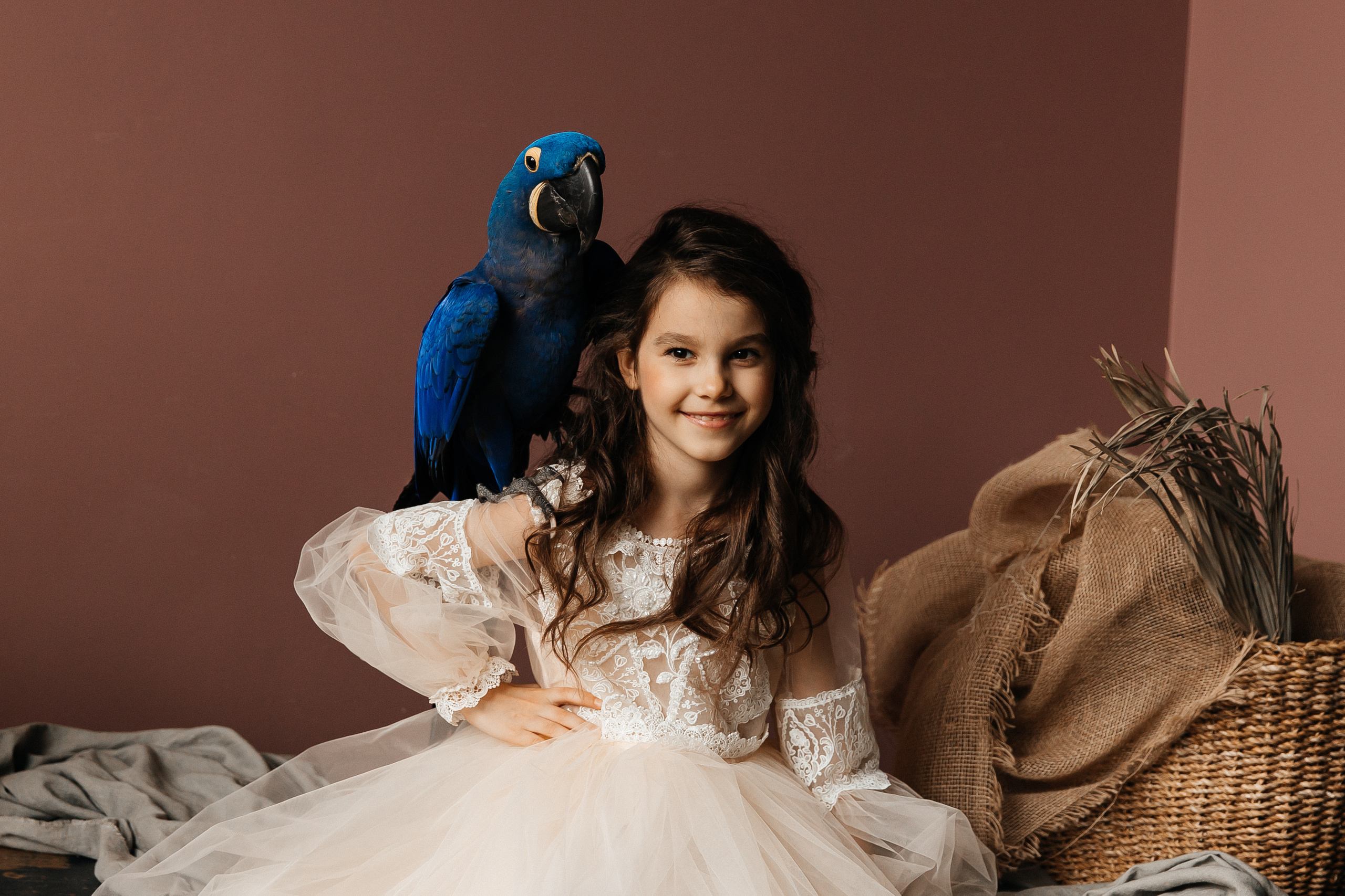 Студийные с попугаем. Свадебный и семейный фотограф в Москве Холда Тати