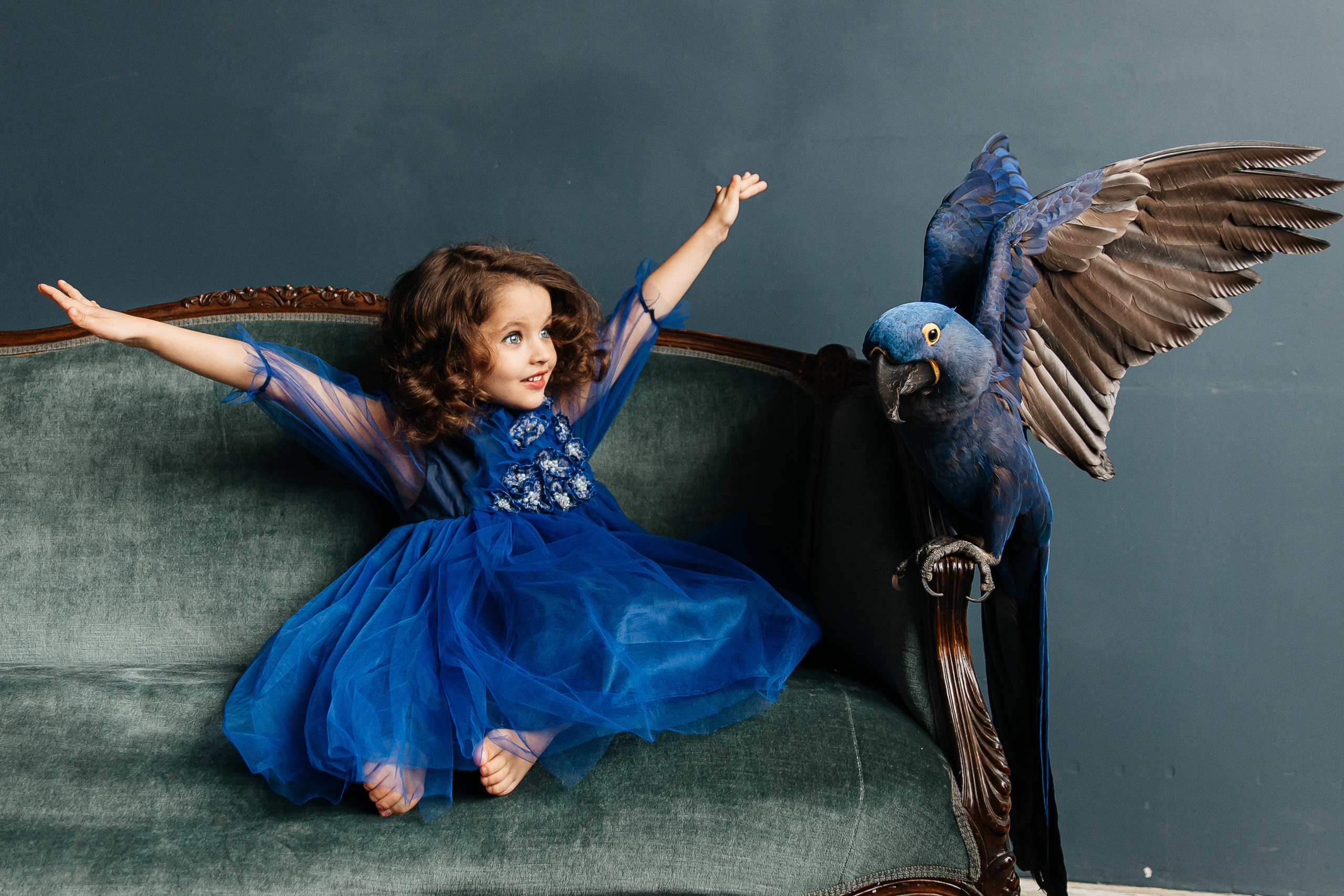 Студийные с попугаем. Свадебный и семейный фотограф в Москве Холда Тати