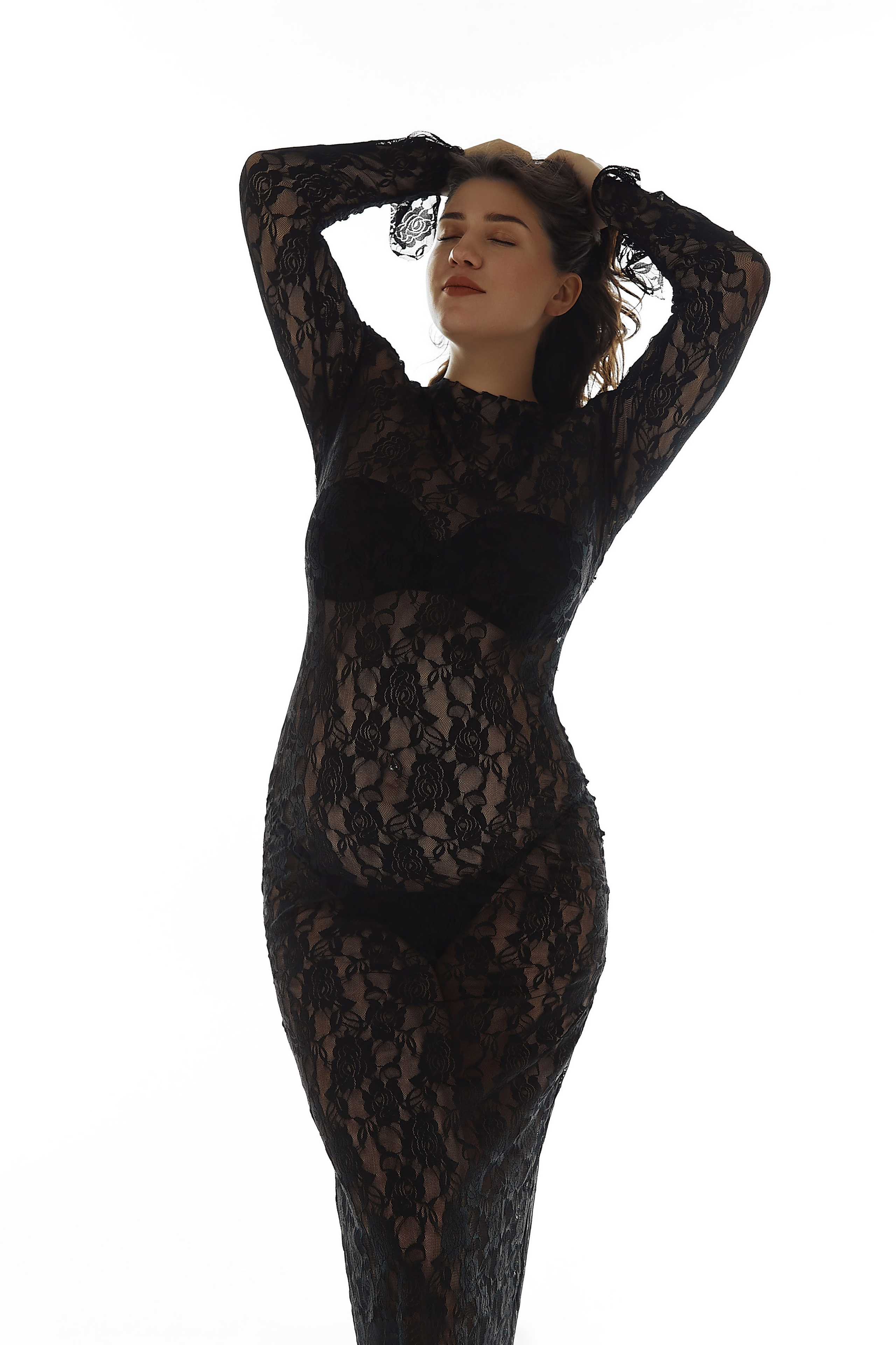 Ажурное длинное платье, размер 44-46