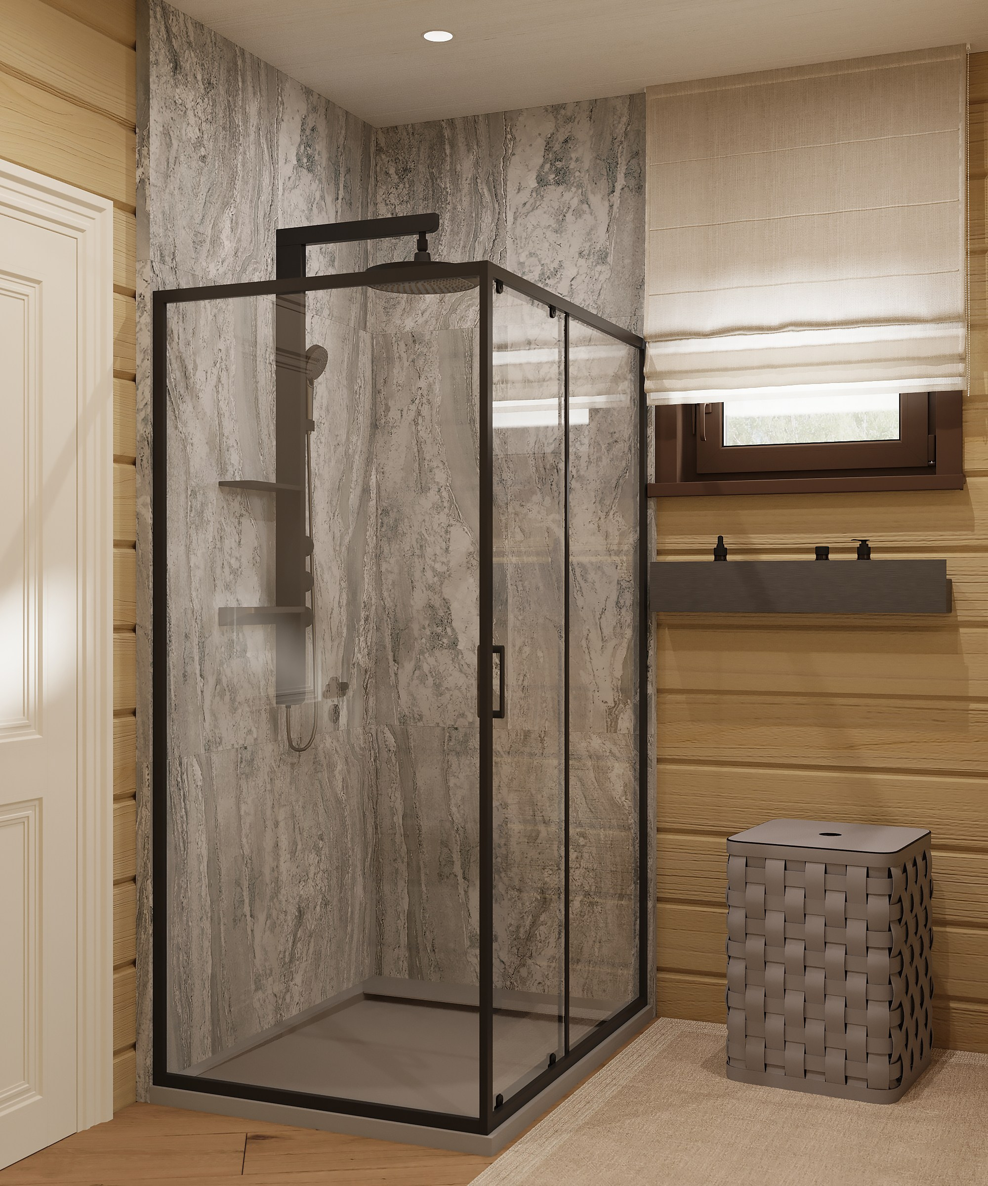 Предбанник и душевая. 3D-дизайнер Кристина Пуляевская