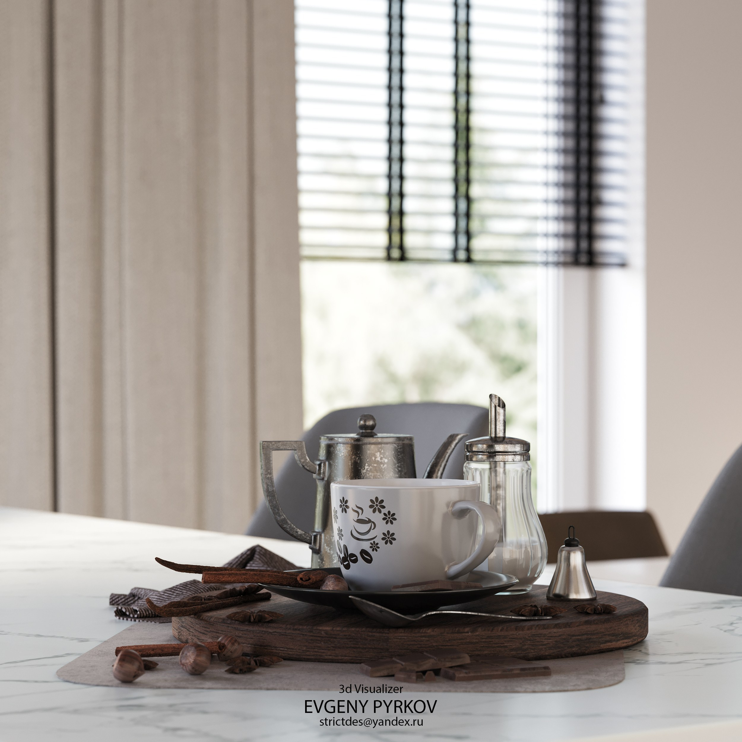 Кухня — гостиная в частном доме.Клиент: Михайлова Елена. Евгений Пырков — 3d визуализатор интерьеров и экстерьеров России