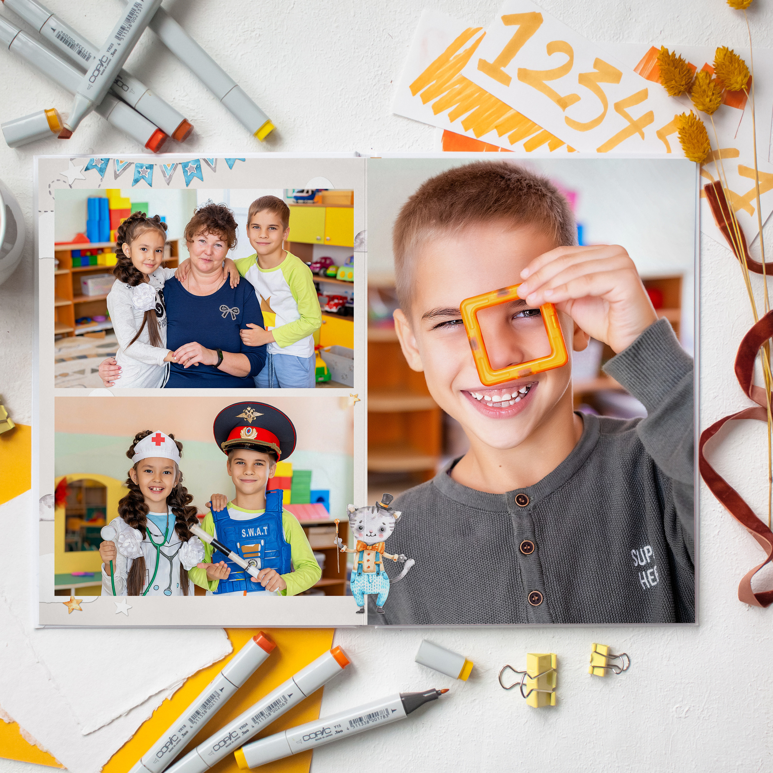 Акварельный дизайн «Малыши». Стильный выпускной альбом Владивосток фотограф Вероника Мигачева