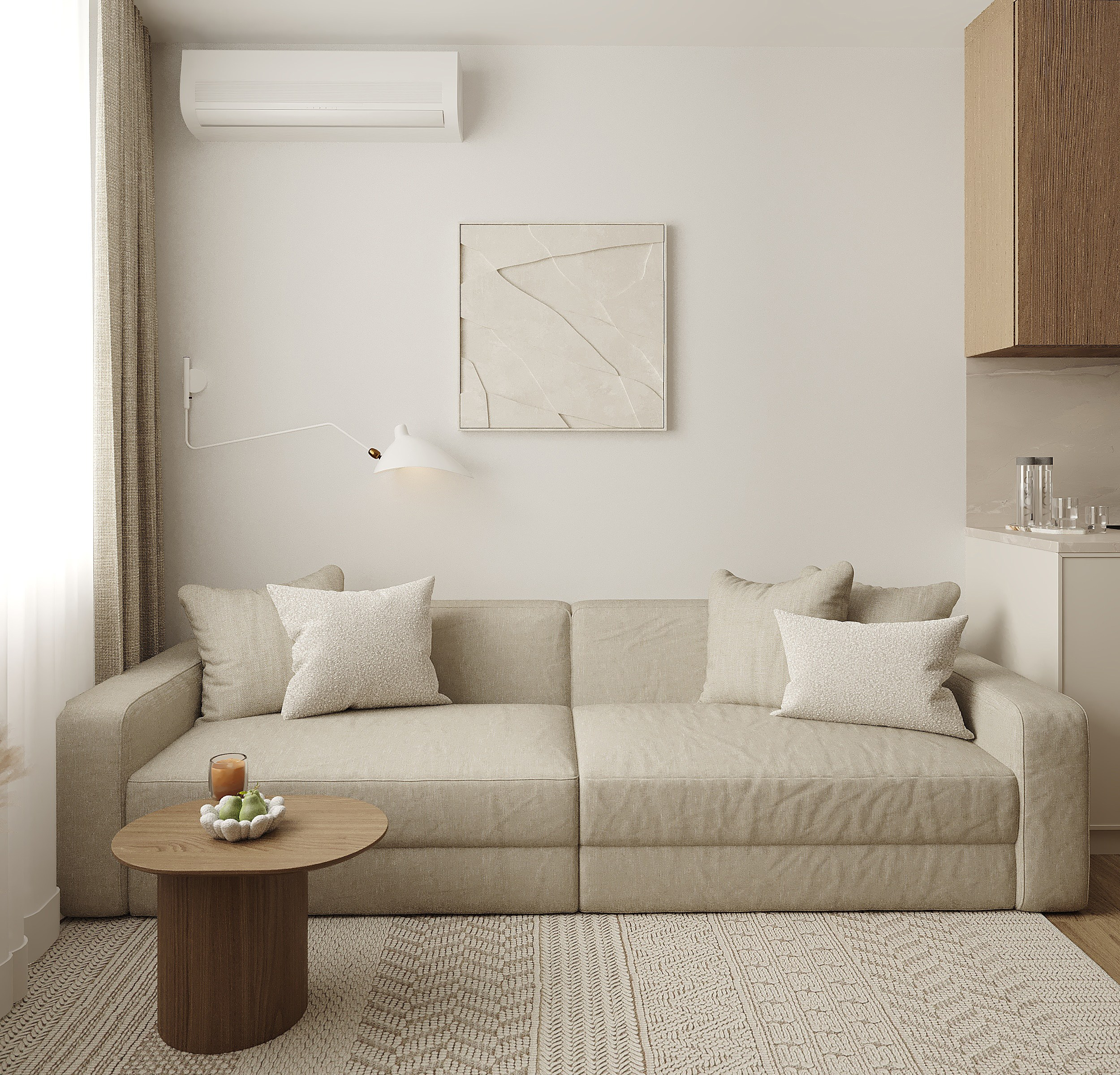 Современная квартира с элементами джапанди. Lina architector | Дизайн интерьера