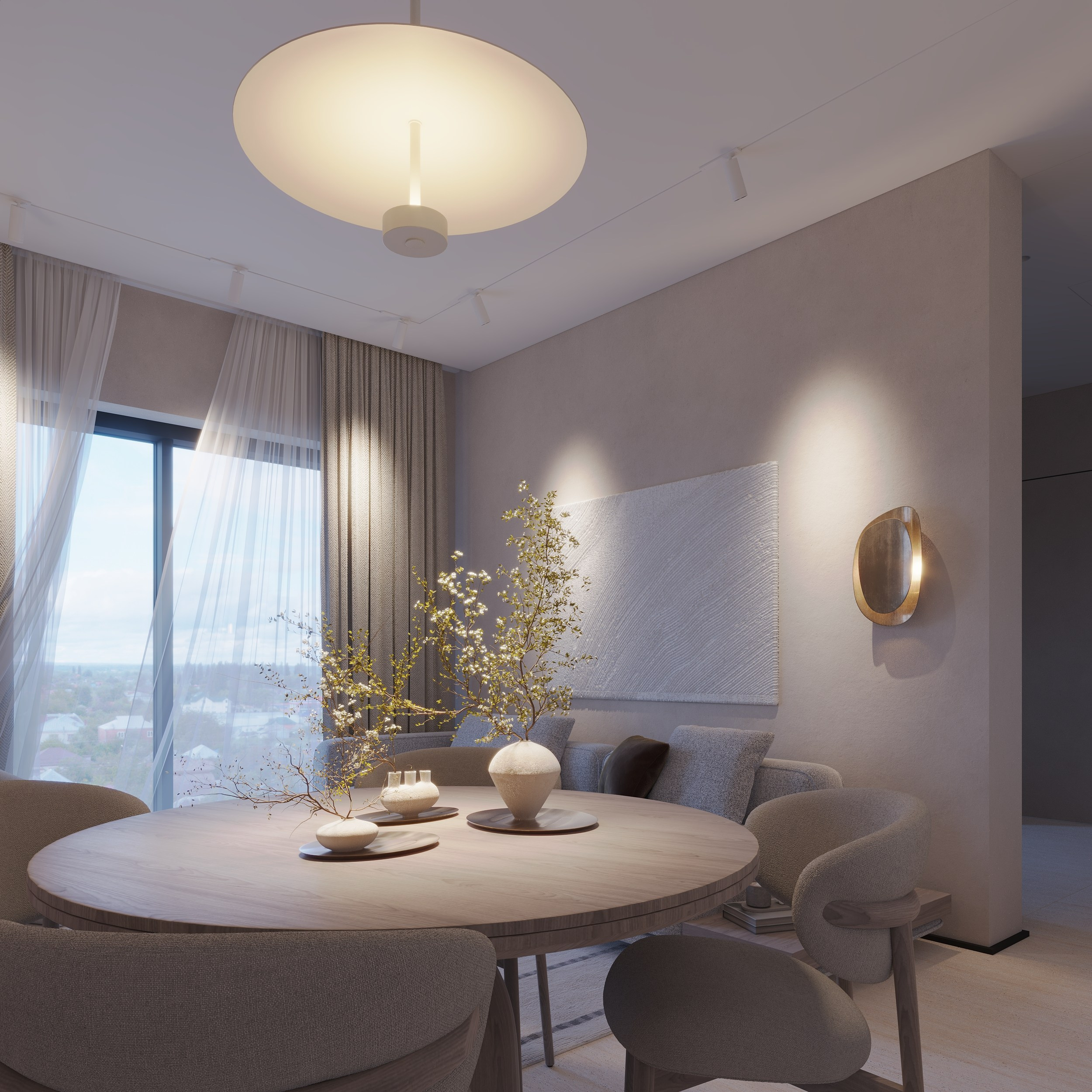 Интерьер квартиры в тёплых тонах — 3D визуализация от Baxx Pro для дизайнера Дианы Кова. 3Д Визуализация Интерьера и Архитектуры