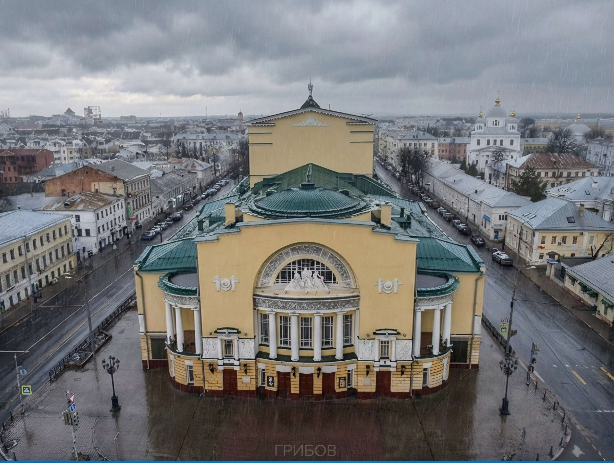 Волковский театр Ярославль, дрон, аэросъёмка Ярославль, весна Ярославль, Фёдор Волков