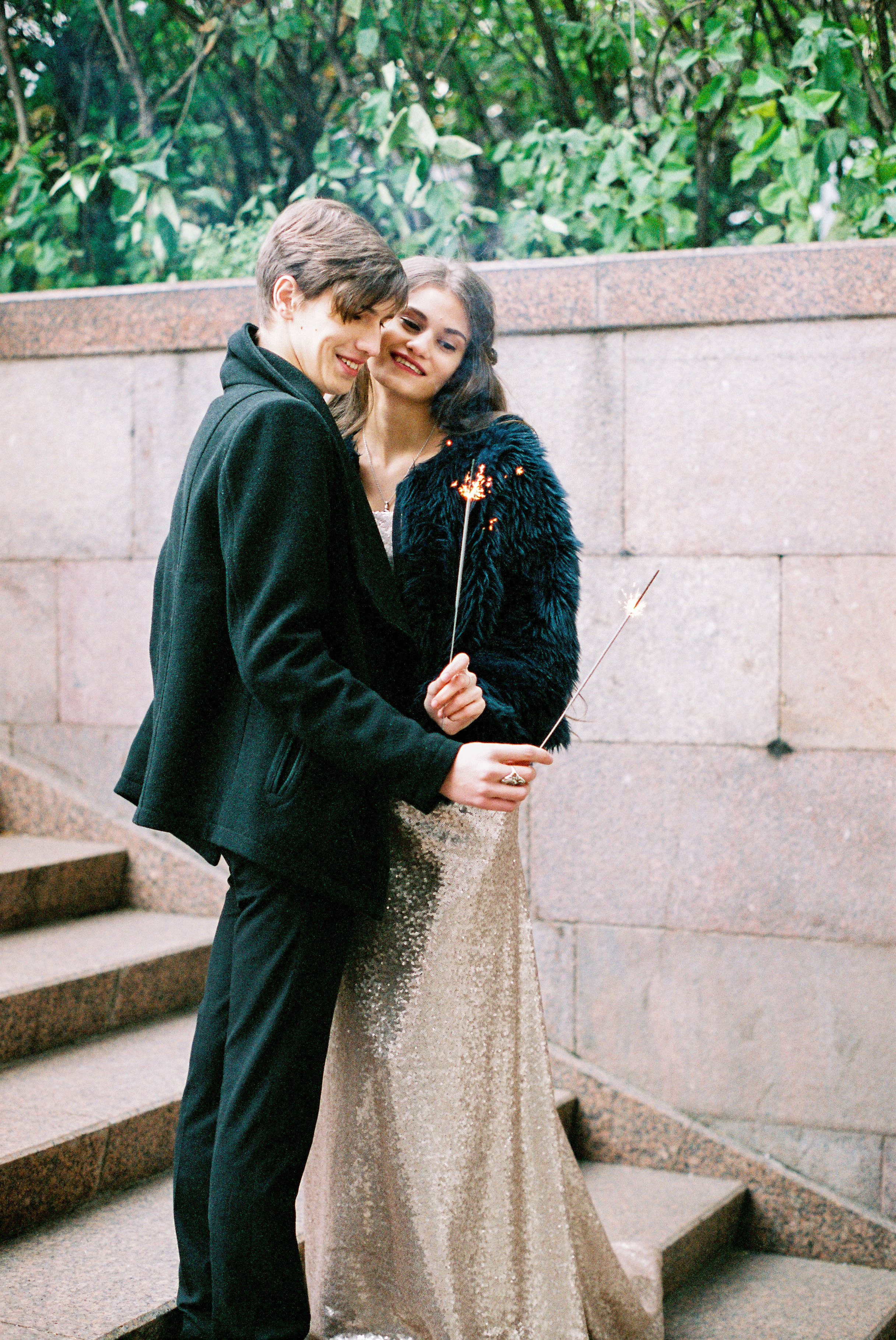 Осенняя свадебная прогулка в Москве на плёнку