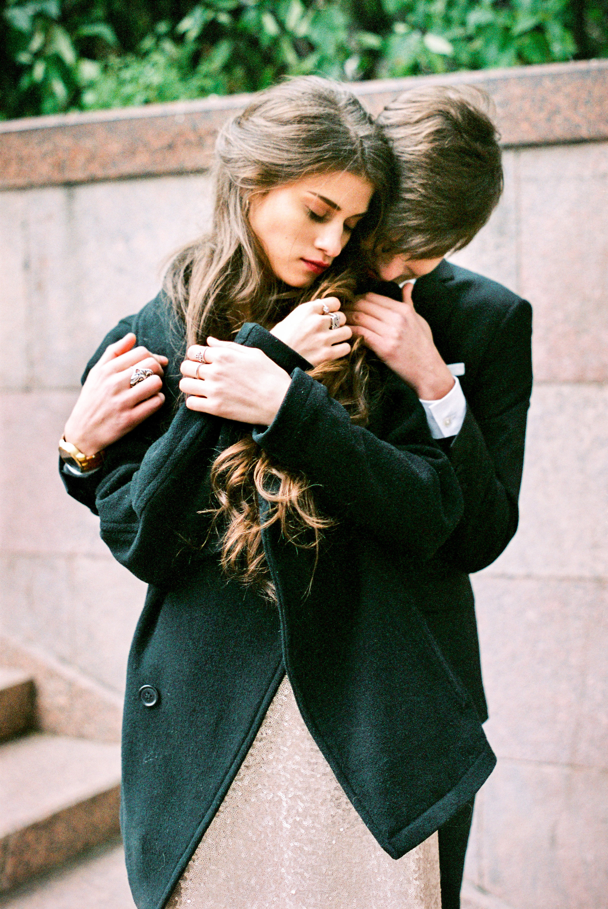 Осенняя свадебная прогулка в Москве на плёнку