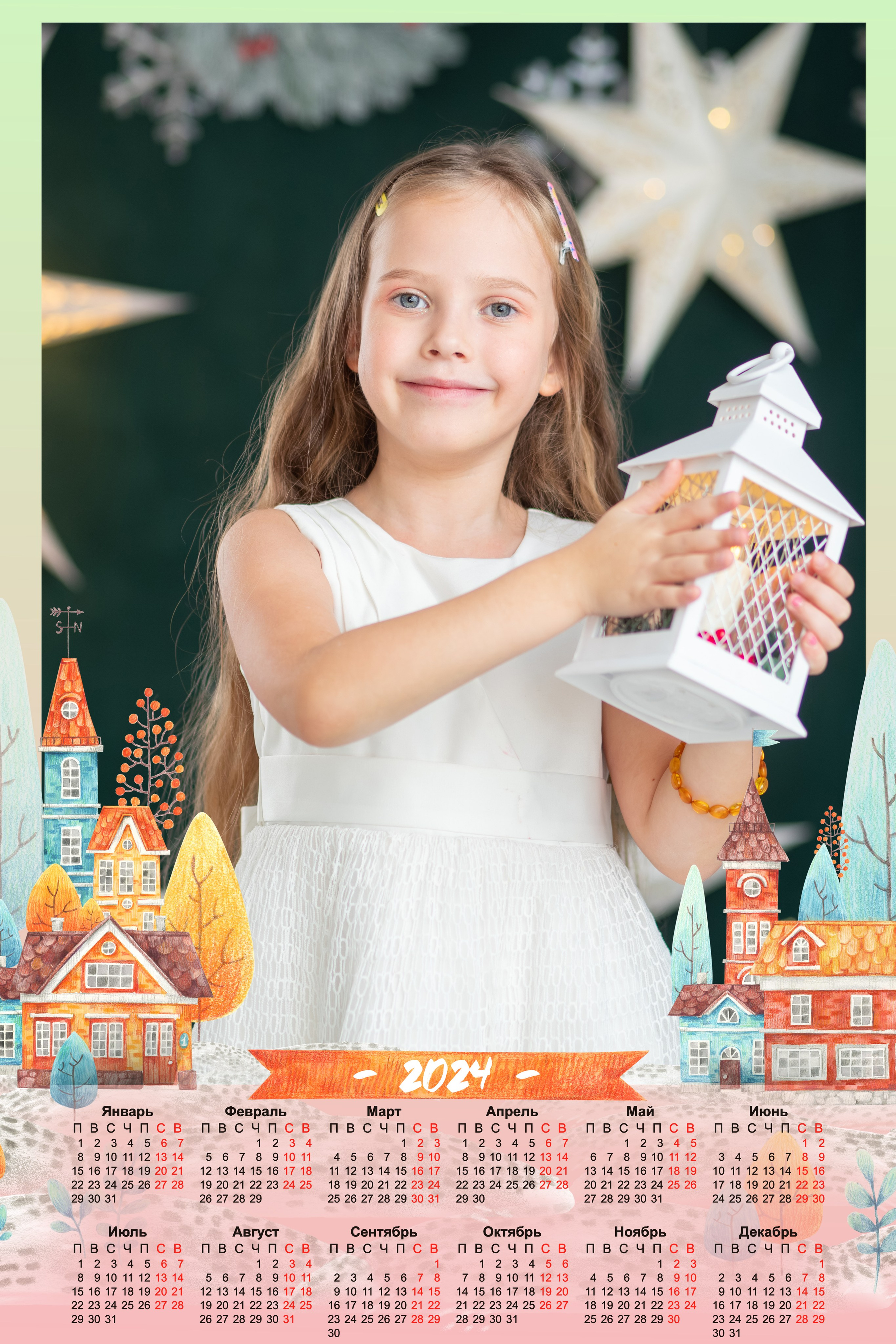 Новогодний календарь с девочкой  в детском саду