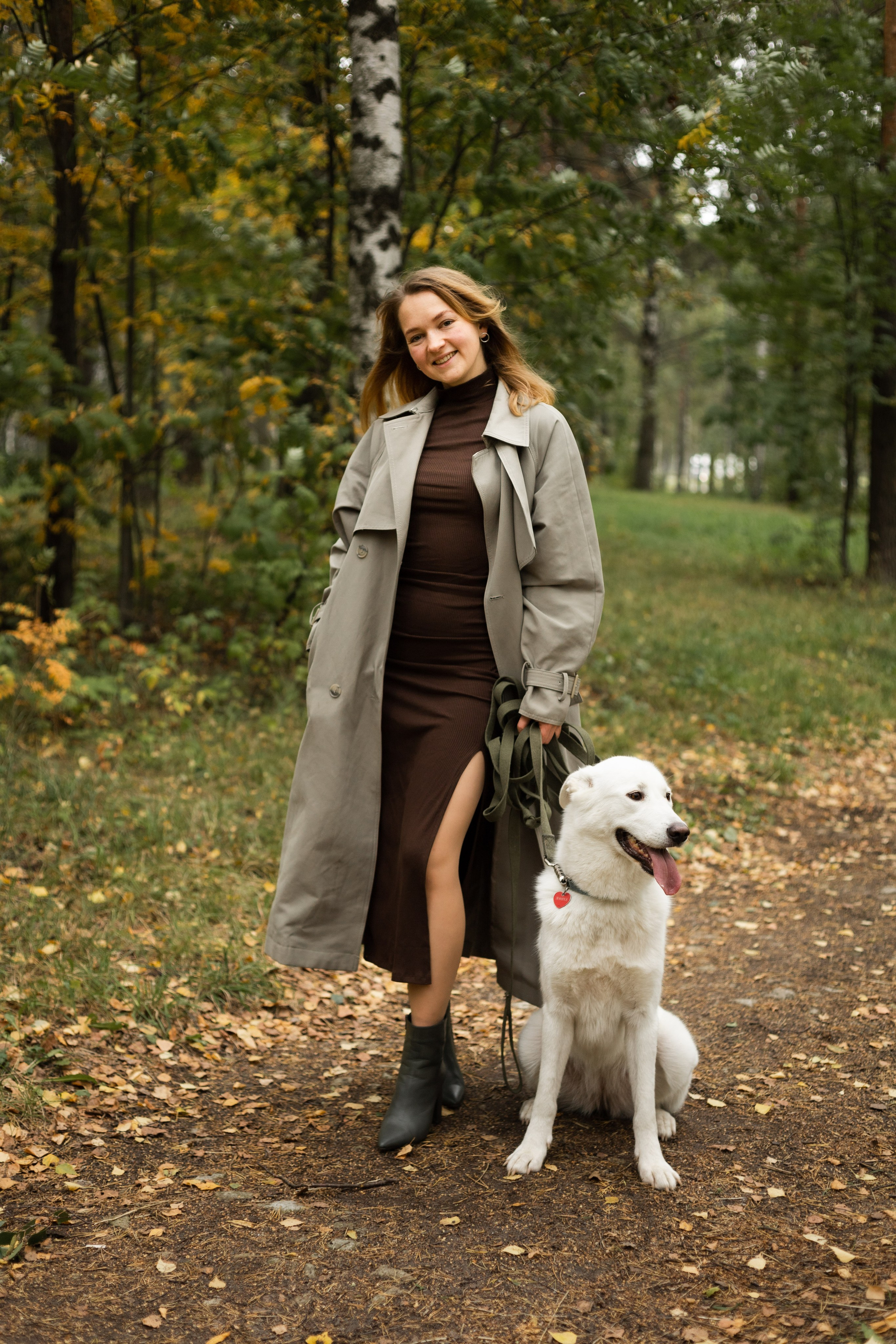 Таня и Зефирка. Фотосессия в парке с собакой. Семейный и детский фотограф в Санкт-Петербурге Павлова Елена