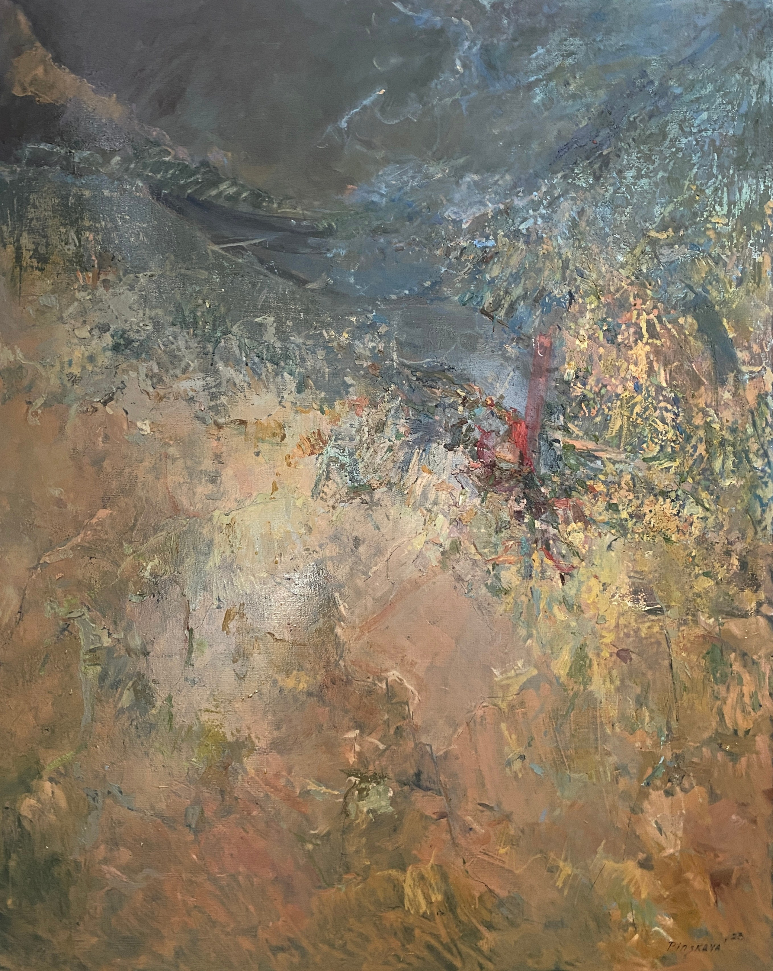 Живопись Абстракция Импрессионизм, Абстракционизм, картина маслом на холсте  ночной пляж 