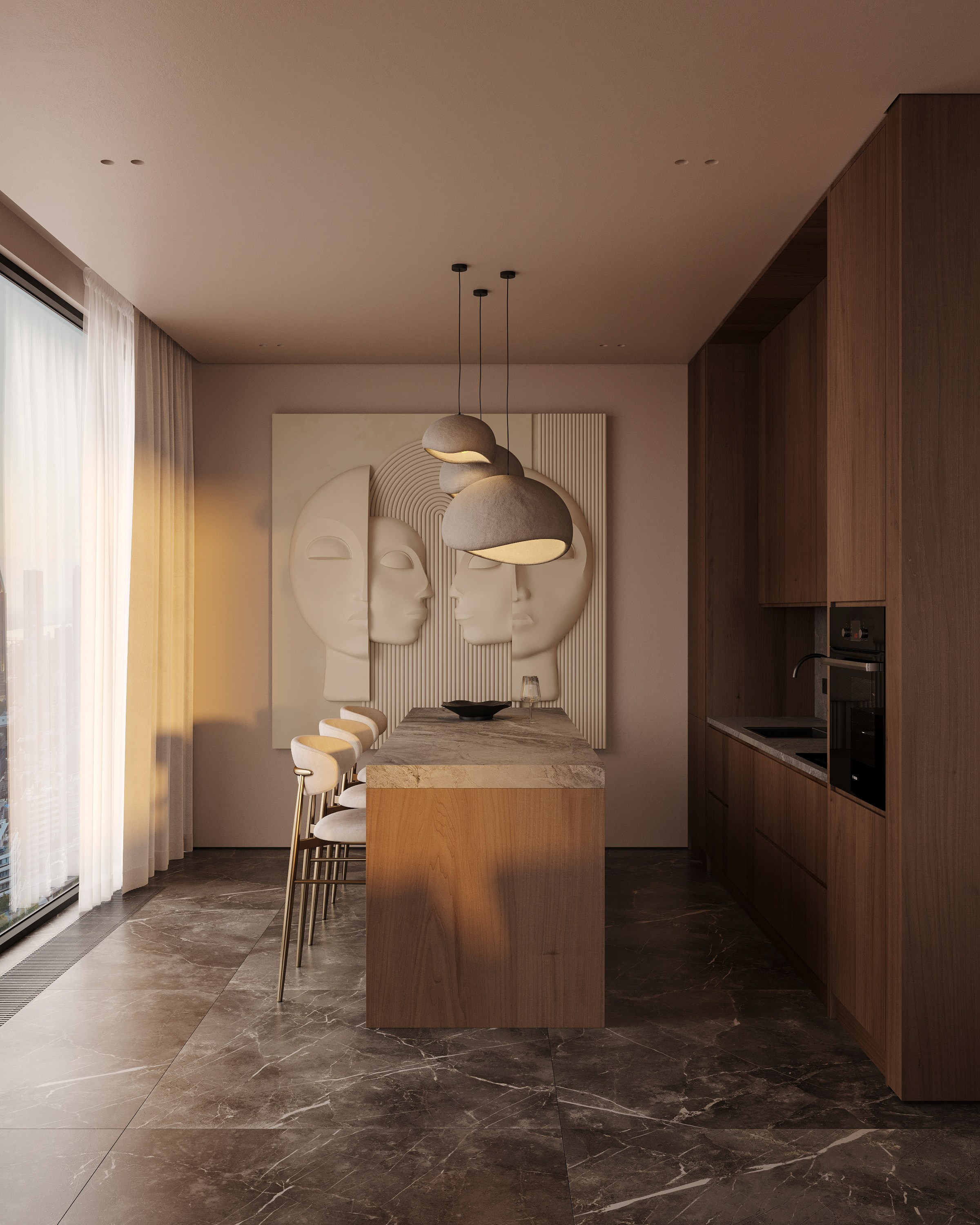 COZY SKYLINE | CONCEPTUAL PROJECT. Interior Visualization by Valerie Stetyukevich