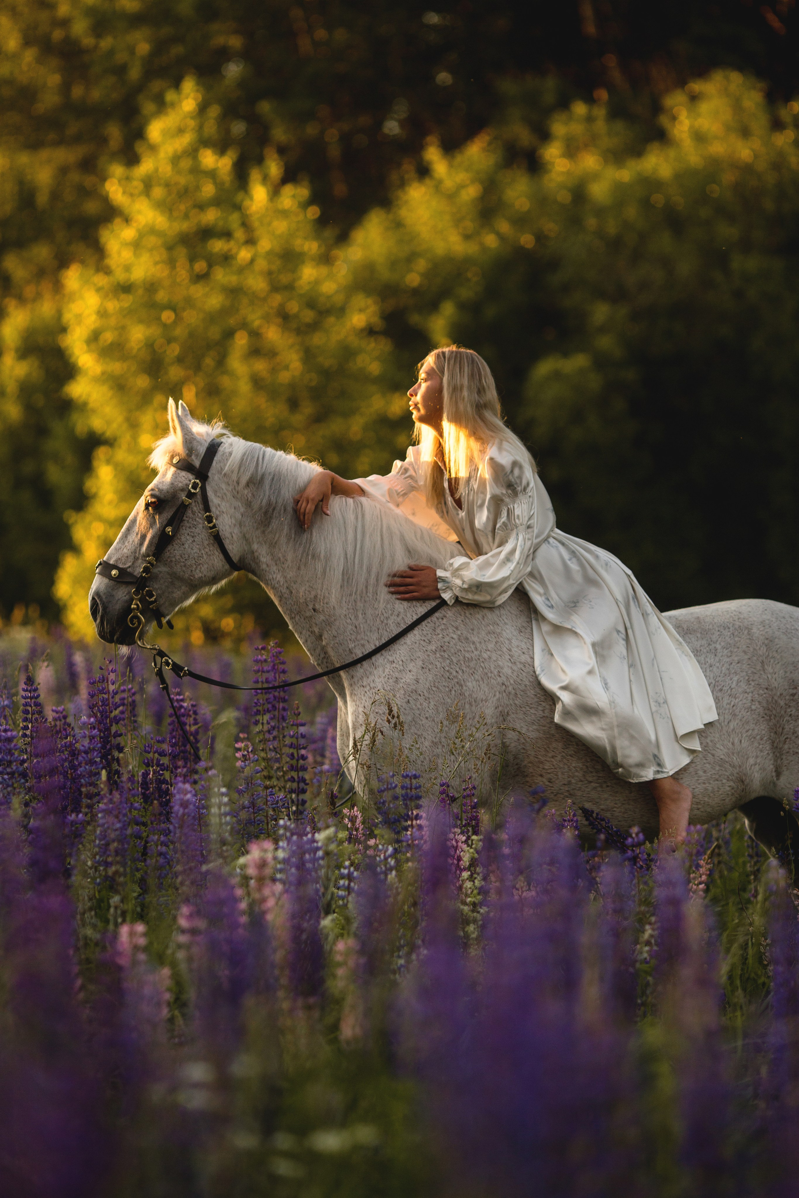 Фотосессия с лошадью в люпинах