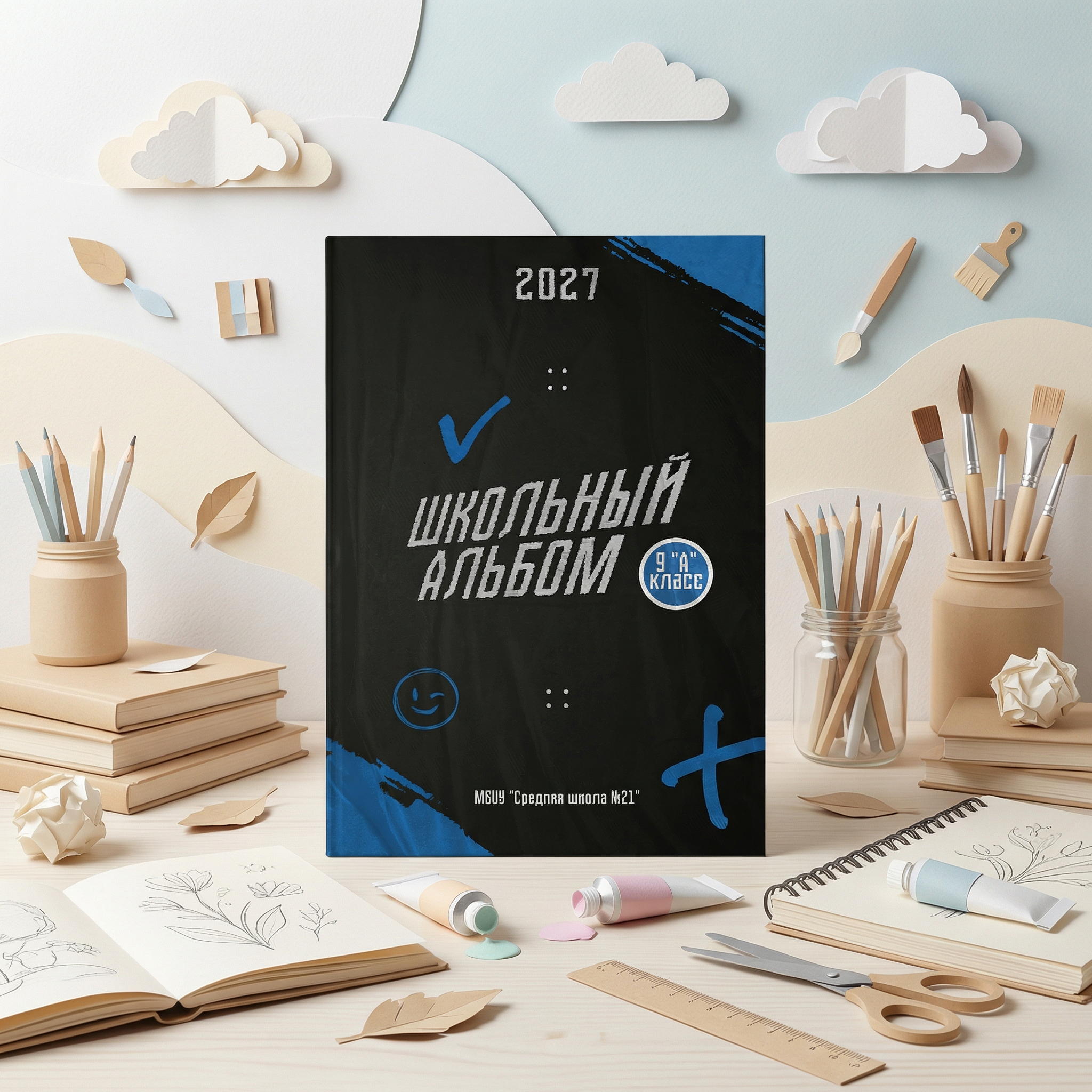 023 Paper II. Дизайны, psd шаблоны школьных и выпускных альбомов и обложек