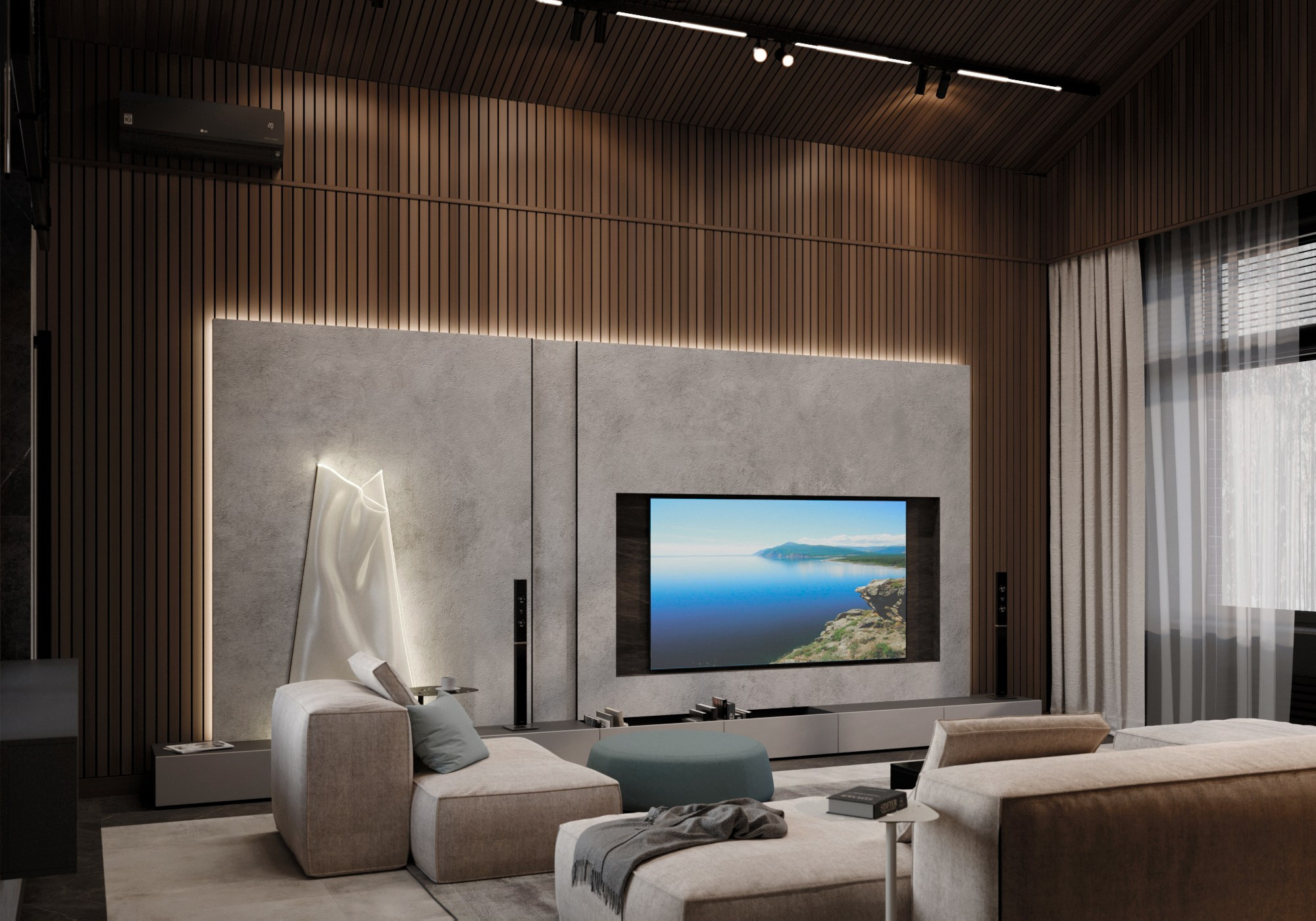 Гостиная (1 этаж). 3D-дизайнер Кристина Пуляевская