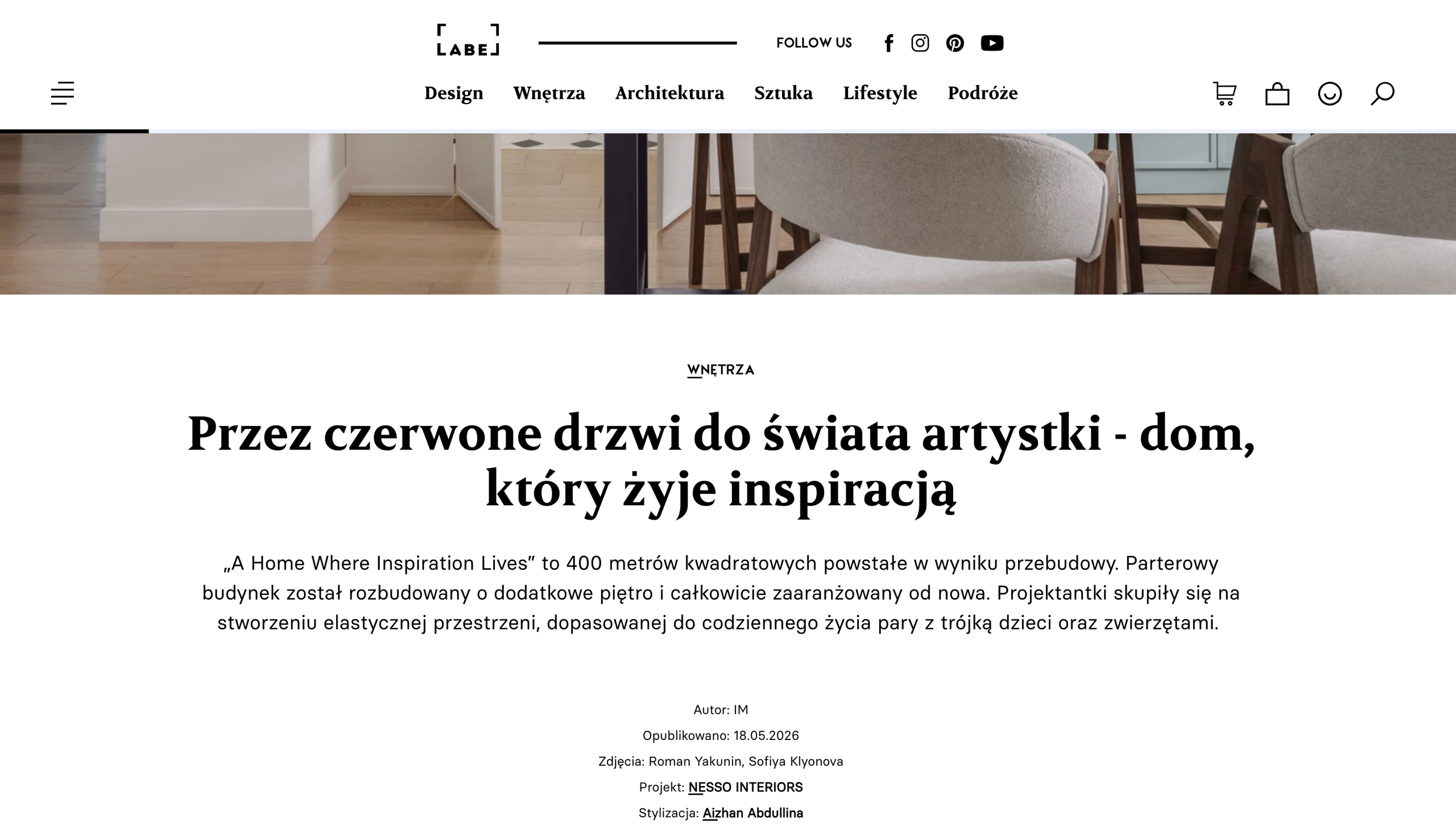 Architectural and interior photography project published in Label Magazine showcasing a contemporary home in Central Asia with artistic accents and layered modernist interiors.