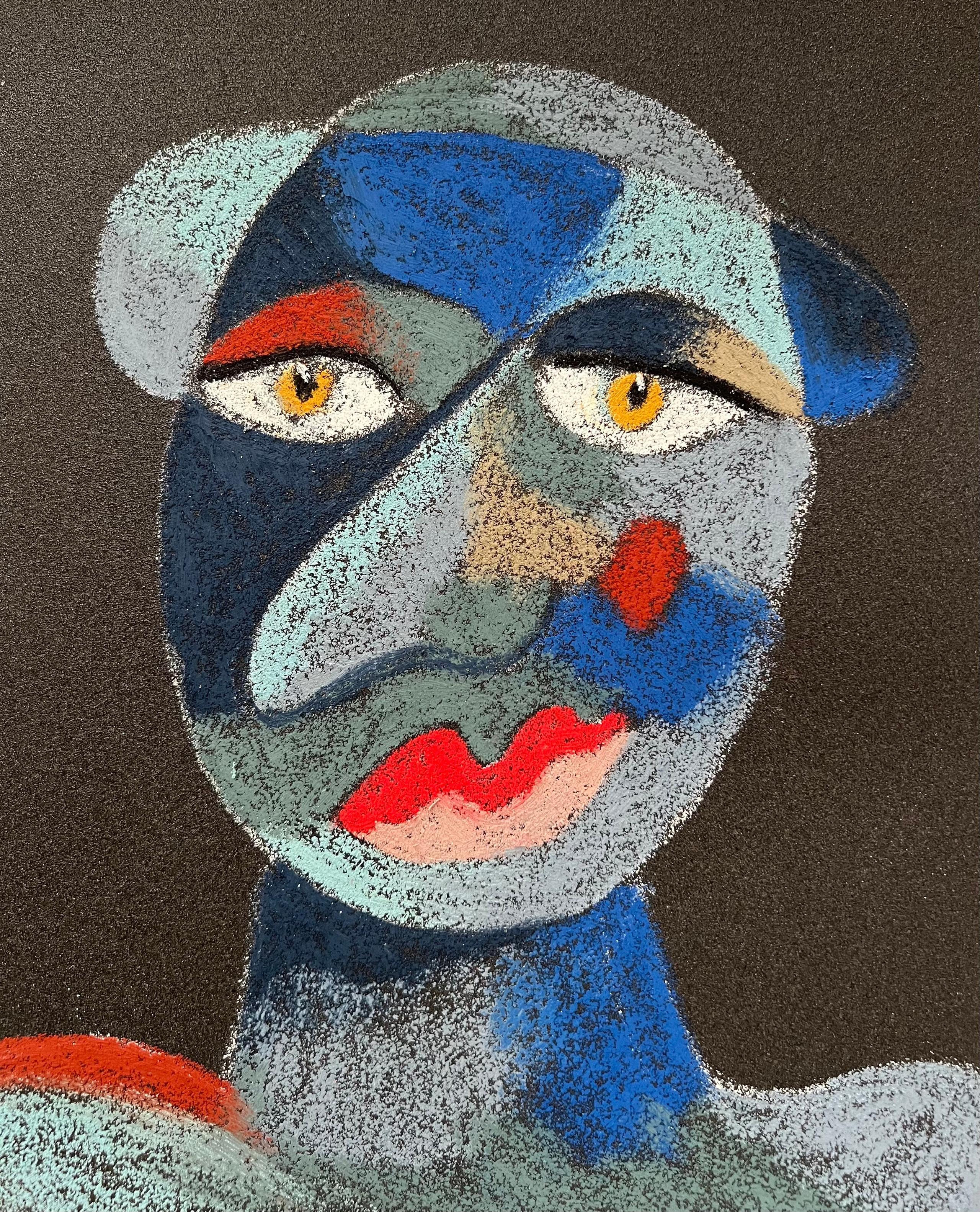 Title: Alien  Material: Oil pastel, sandpaper Size: 28 x 23 cm 