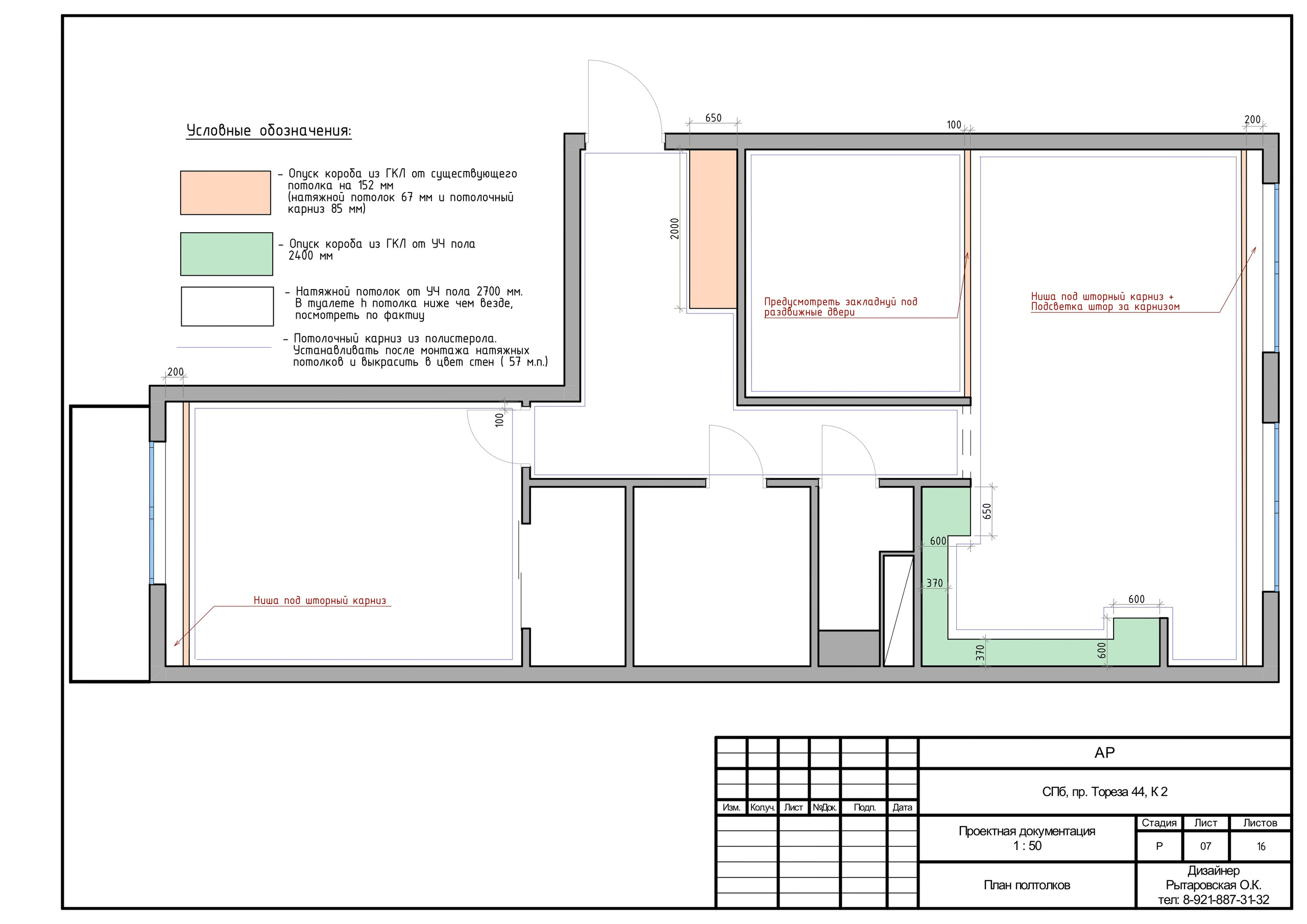 Пример полного проекта. Дизайнер интерьера в Санкт-Петербурге Ольга Рытаровская