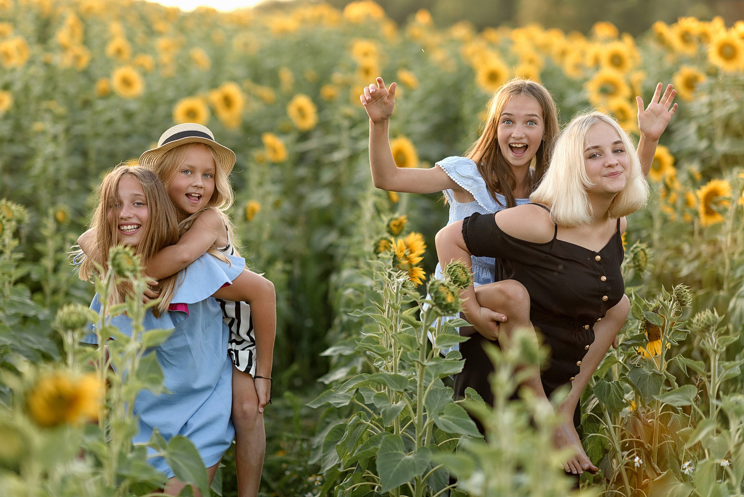 Фотосессия в подсолнухах. Профессиональный фотограф. Портрет, семья, дети