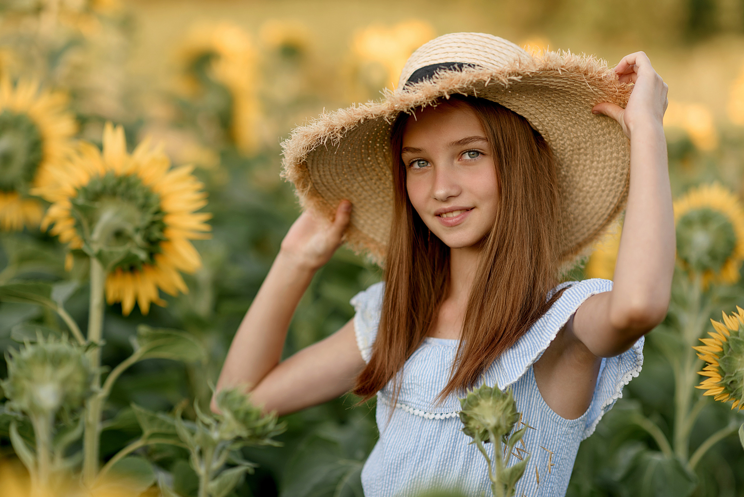 Фотосессия в подсолнухах. Профессиональный фотограф. Портрет, семья, дети