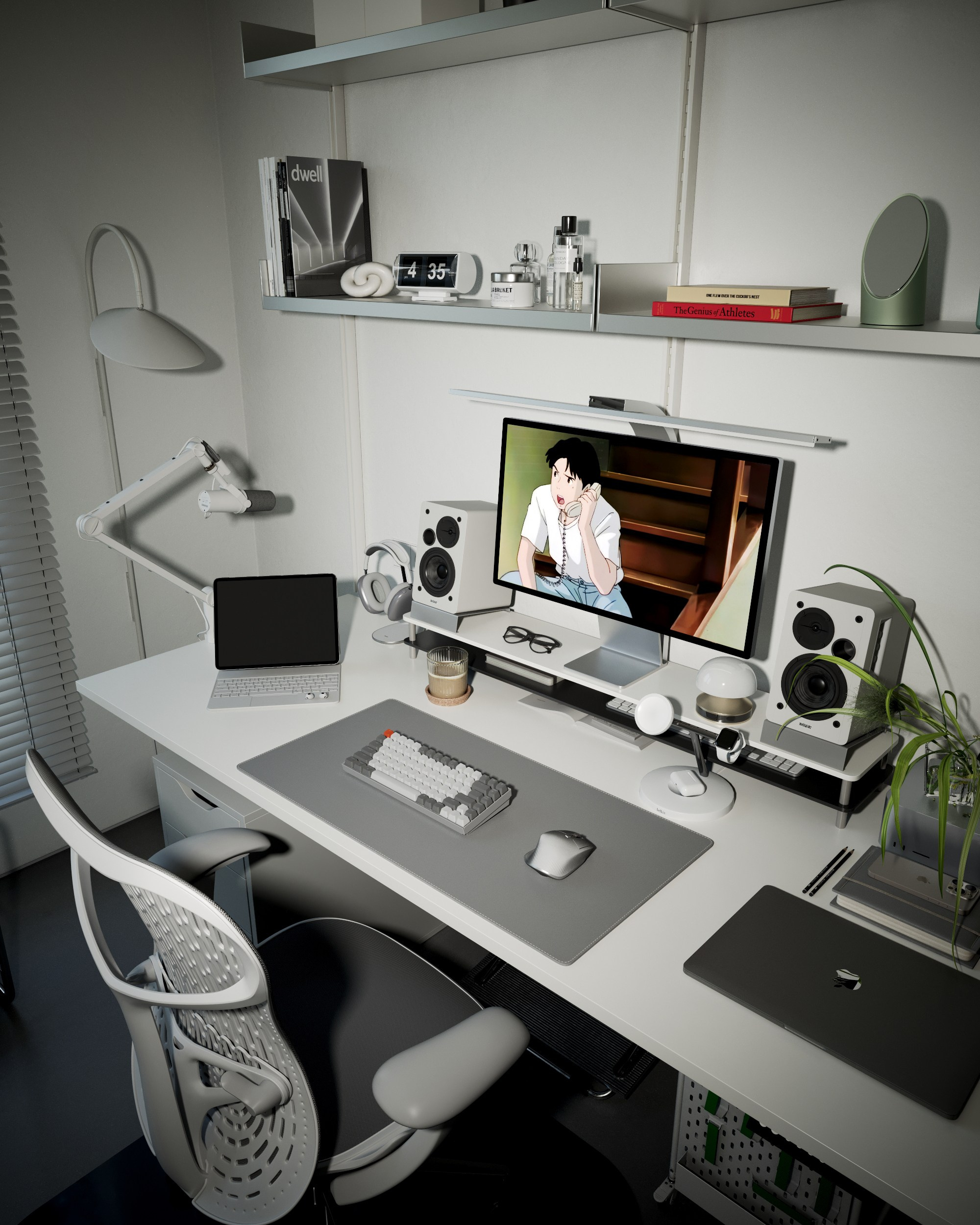 WHITE HOME OFFICE. 3D визуализация интерьера eugene7even