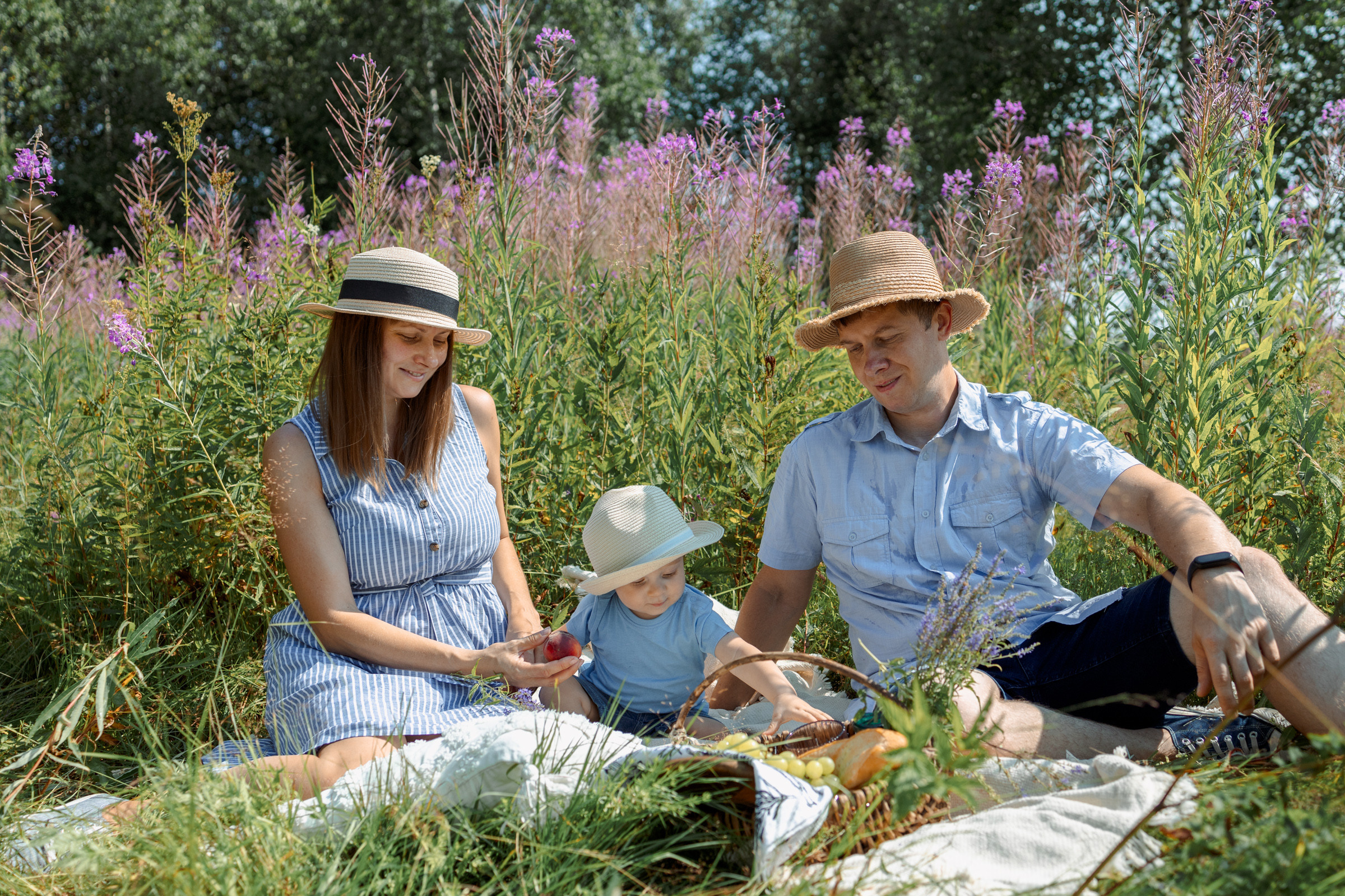 Летняя семейная прогулка на пикнике