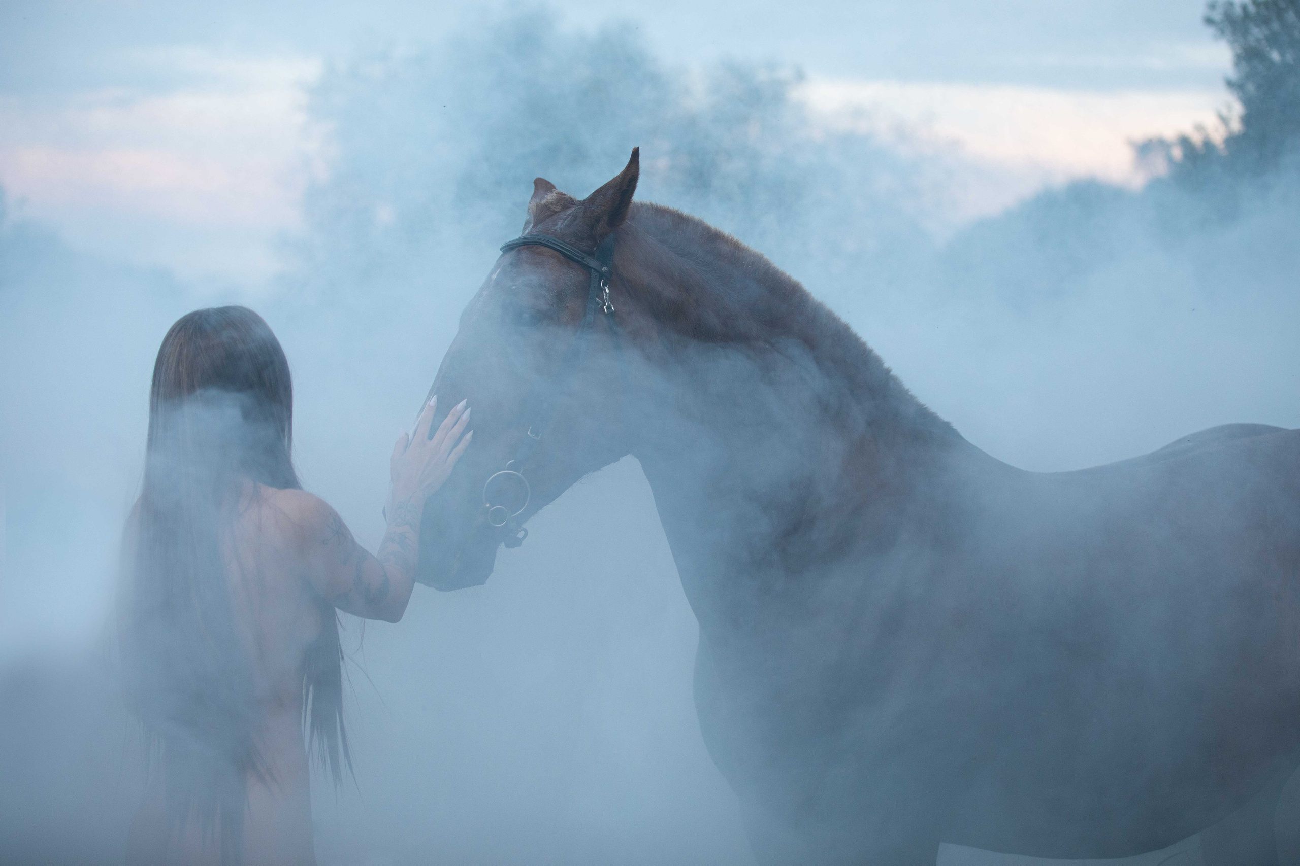 Купание рыжего коня. Фотохудожник из города Пскова