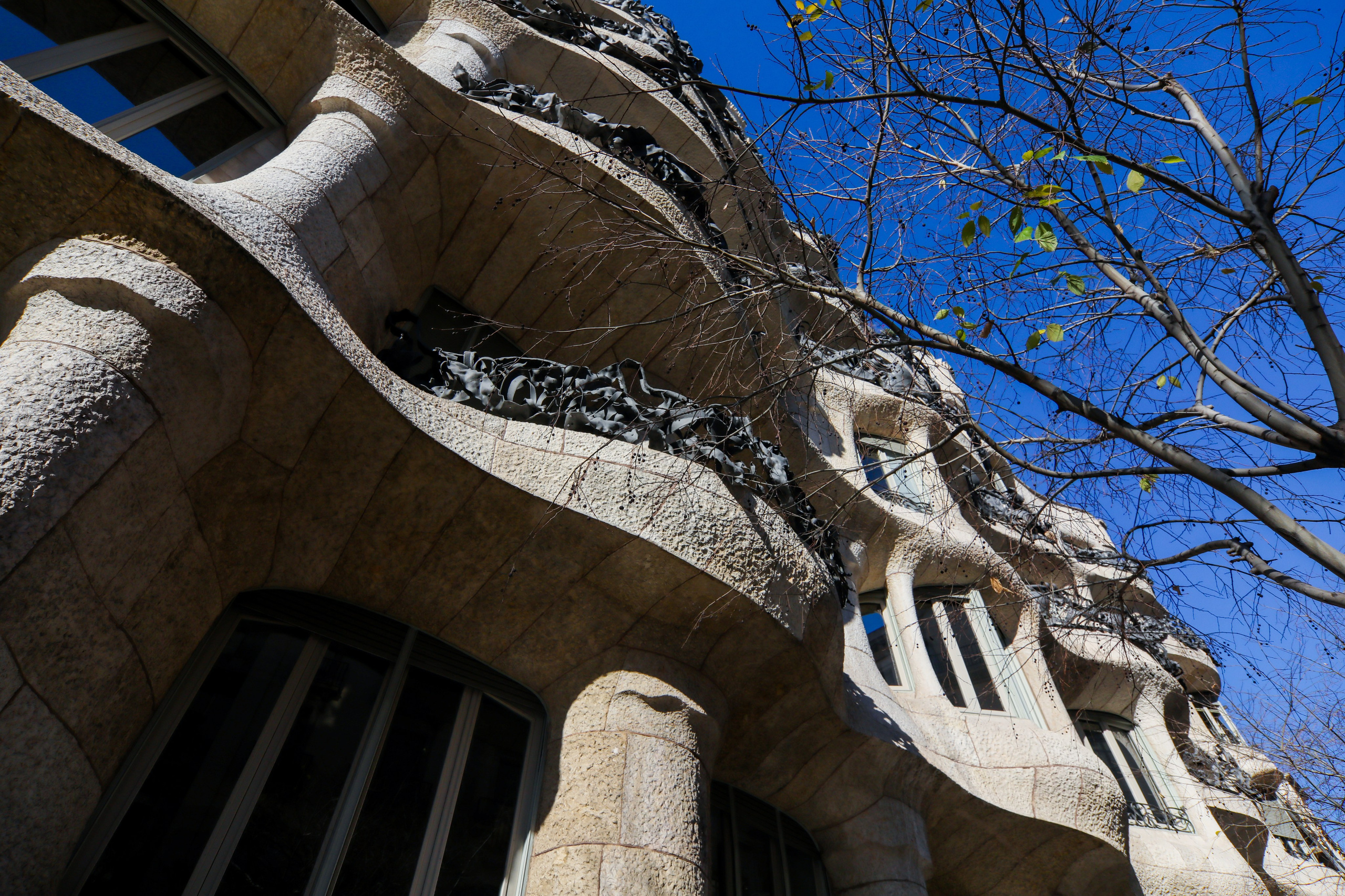 Casa Milà, also known as "La Pedrera" (The Stone Quarry), a famous Modernista building in Barcelona, Spain, by Antonio Gaudi