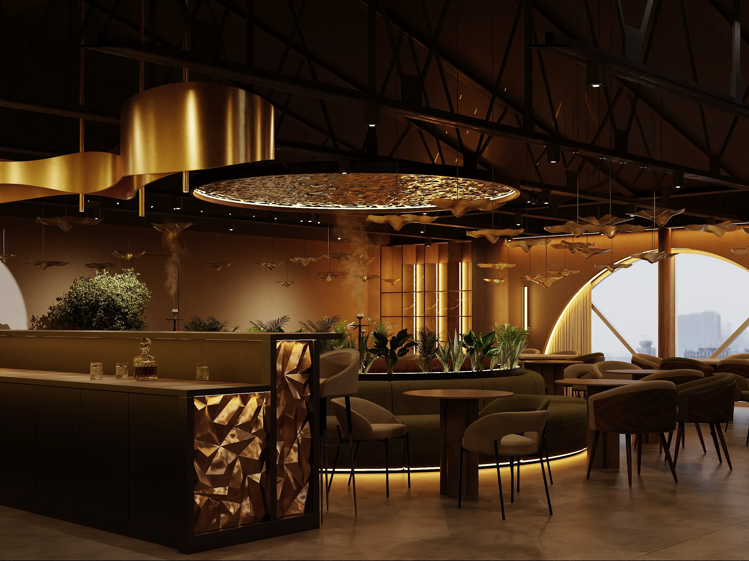 Кальянная Oazis Lounge. Студия дизайна интерьера в Москве T.Art Design