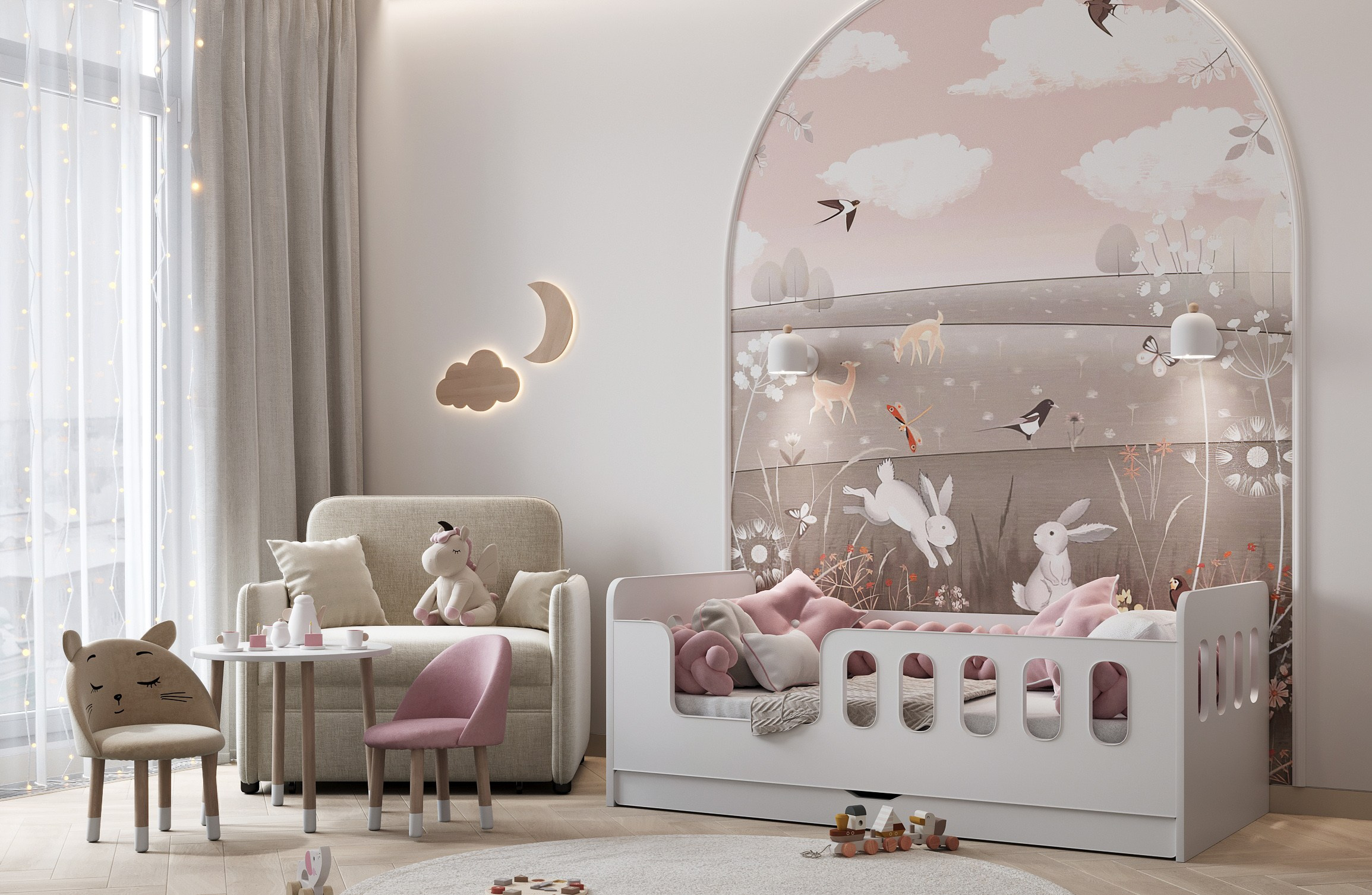 Детская 15.3 m². Заказать 3d визуализацию интерьеров — Дарья Веденёва