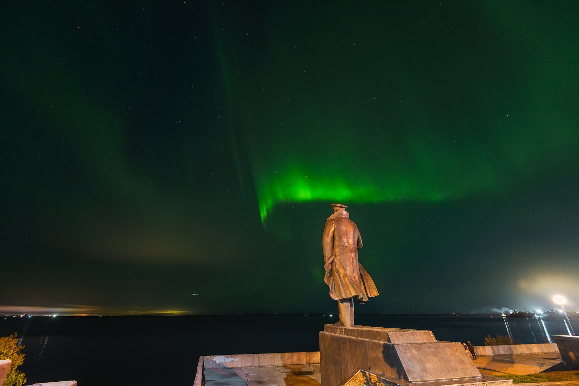 Северное сияние. Аэросъемка в Архангельске, Александр Ермолин