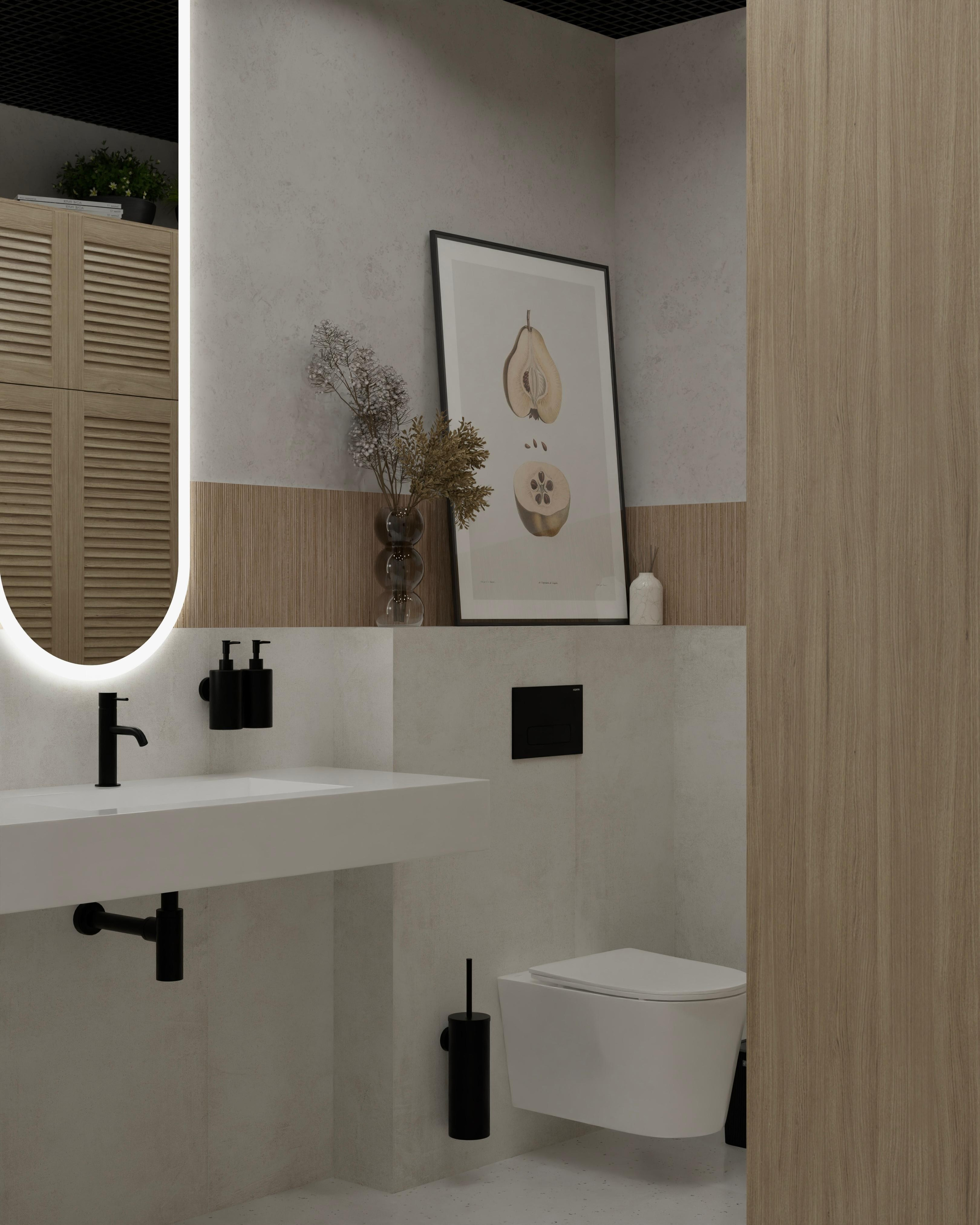 Санузел в коммерческом помещении. DMDesign — студия дизайна интерьеров