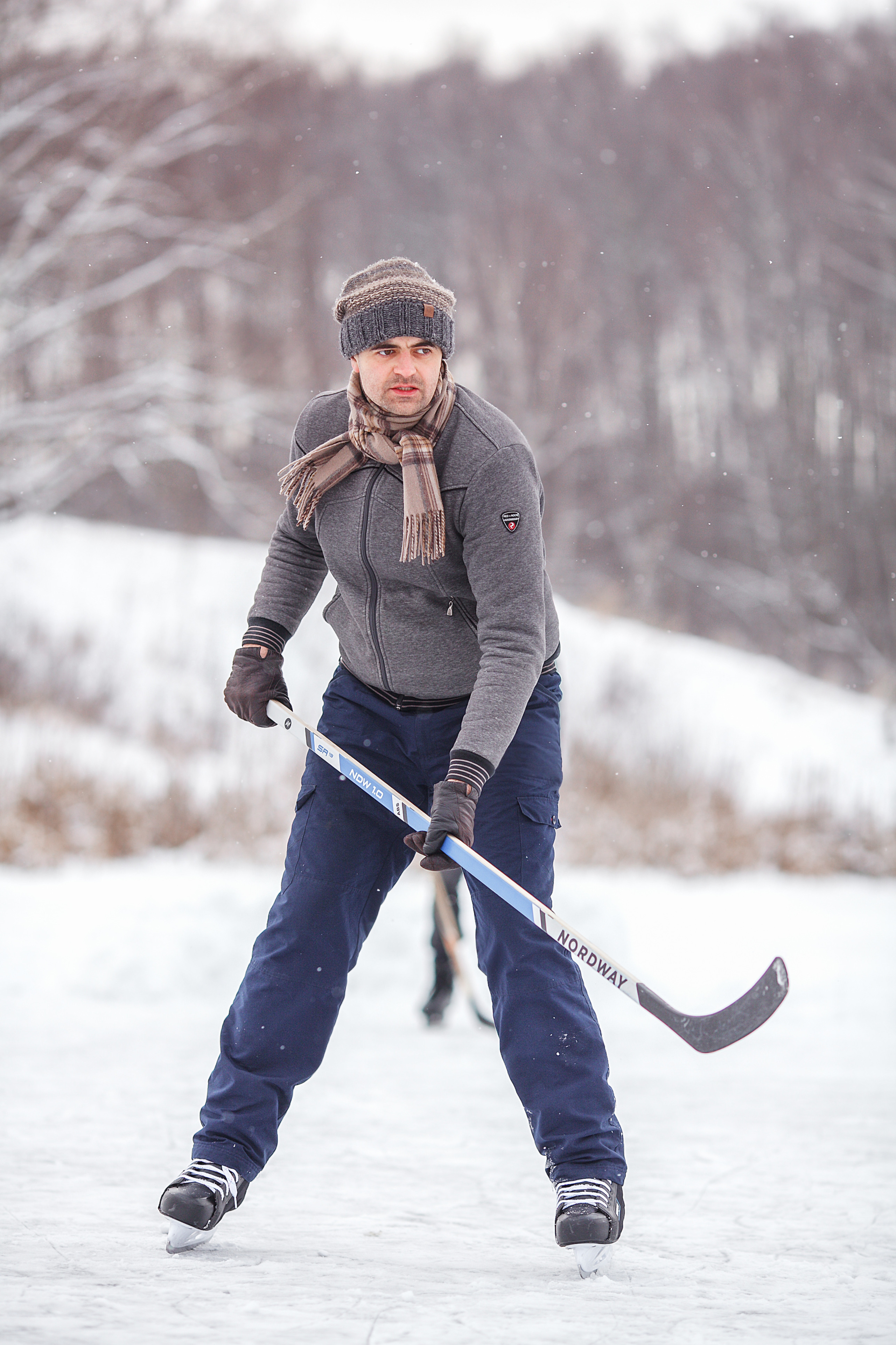 Четыре дружеские семьи. Зимний хоккей на озере. Детский и семейный фотограф в Москве и московской области Елена Титова