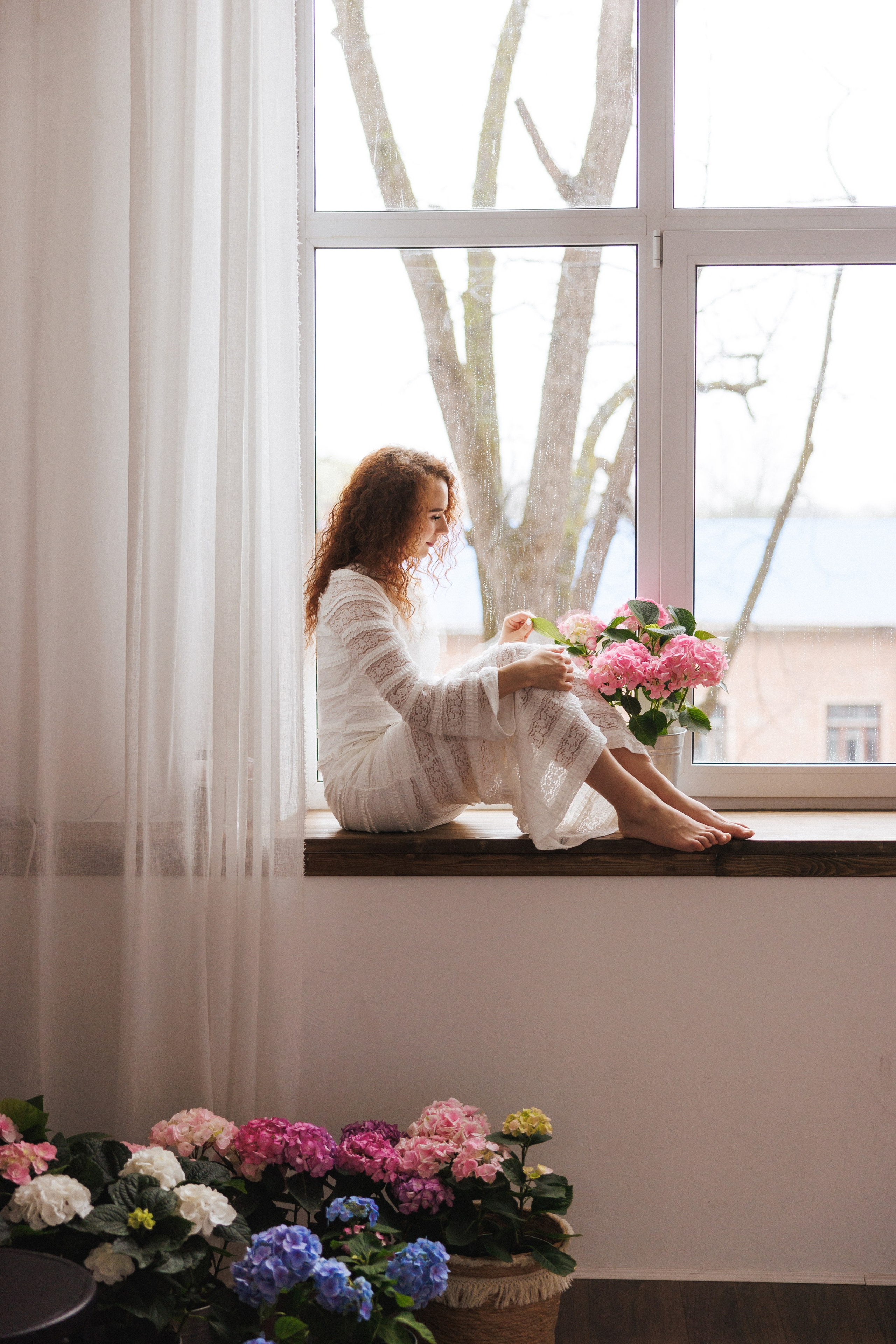 Фотосессия с живыми цветами Гортензии, город Краснодар, фотостудия «Истории». Семейный и детский фотограф в Краснодаре Анна Трашкова