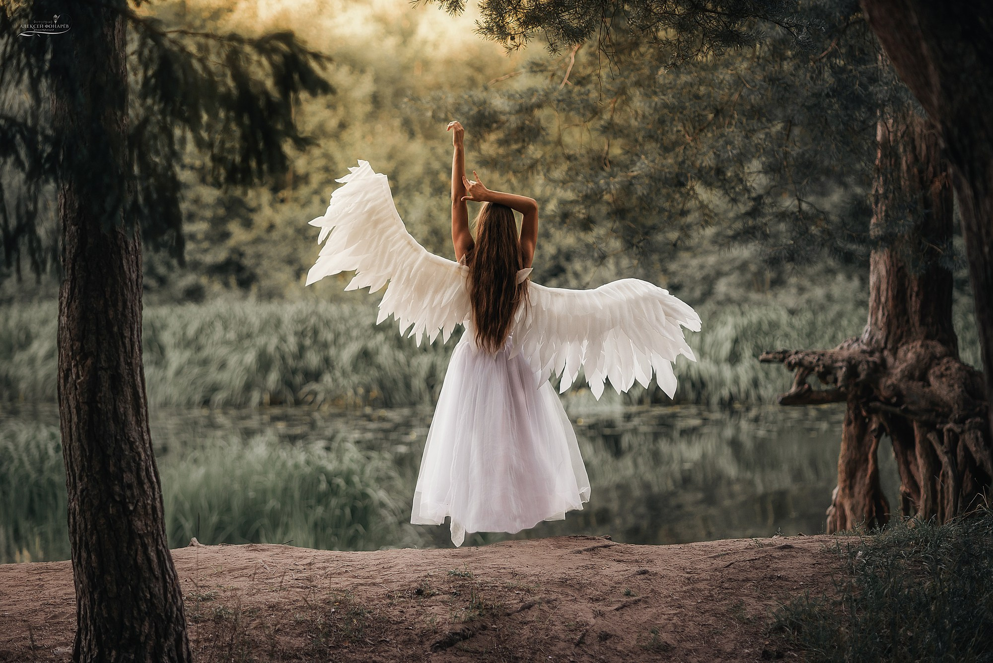 Парящий ангел над землей 