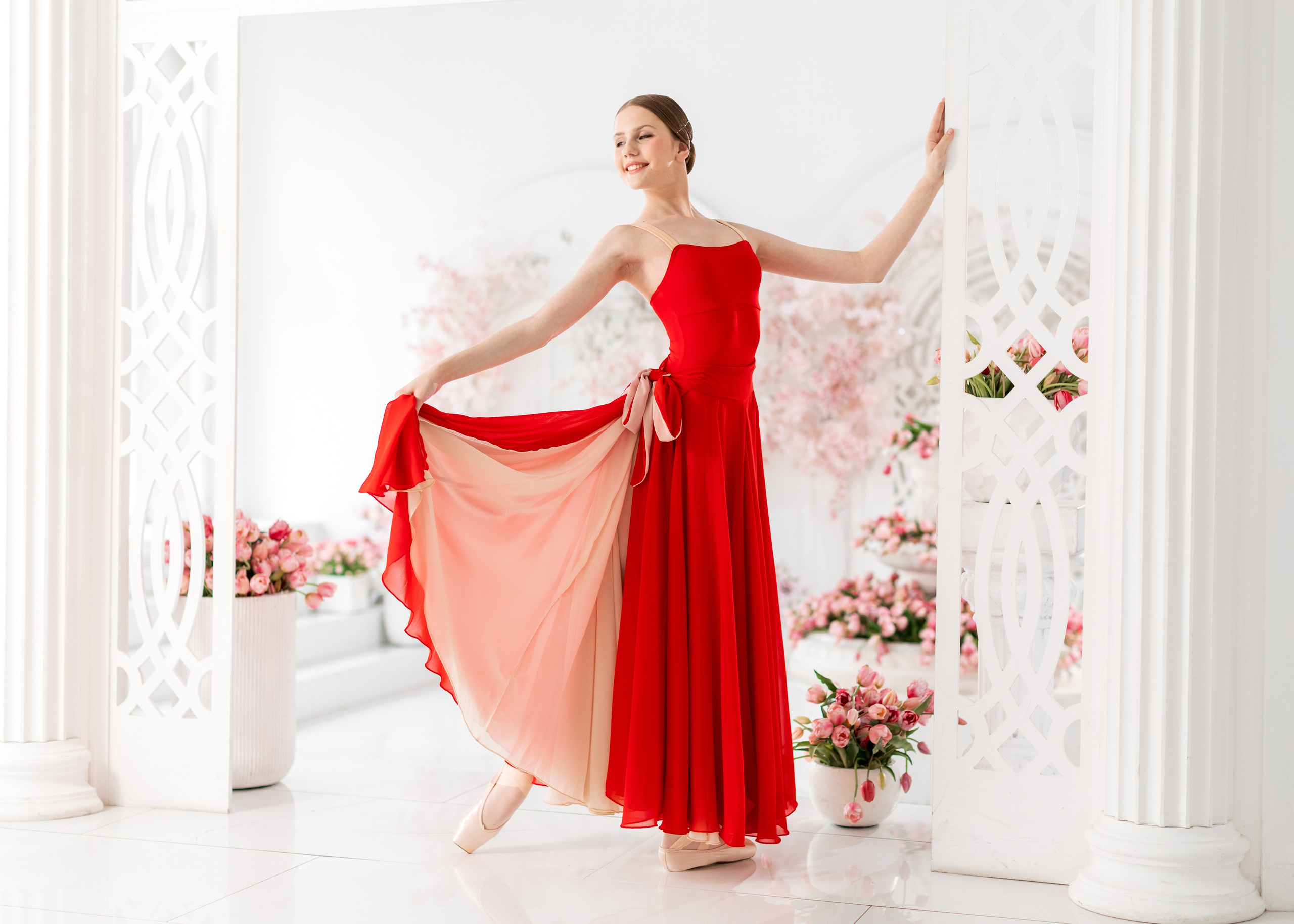 Красно-бежевая двухсторонняя юбка напрокат для фотосессии. Балетный фотограф Алина Ханько — Душа Балета